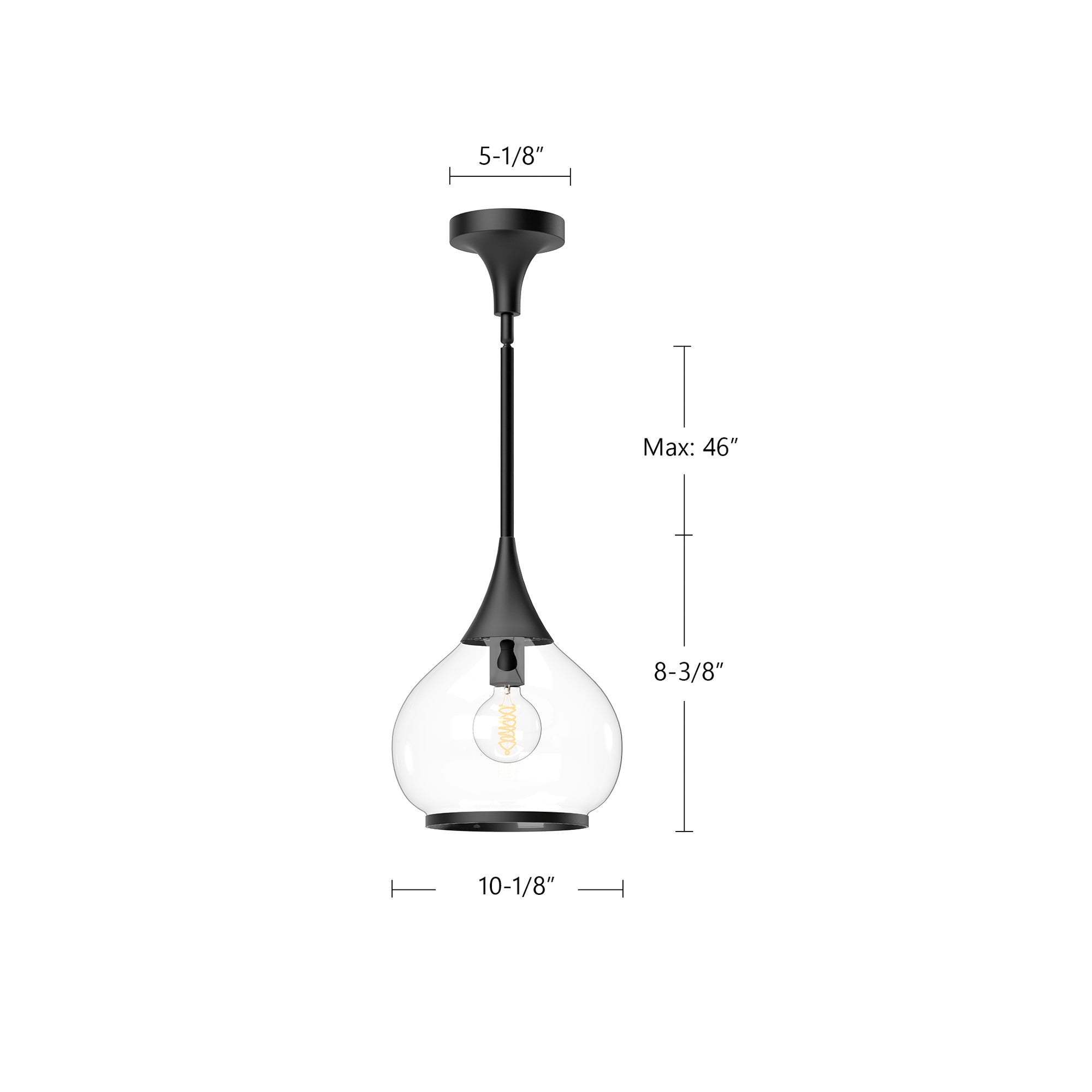 Hazel 10-in Clear Glass/Matte Black 1 Light Pendant