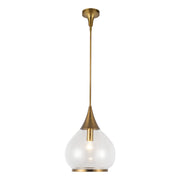 Hazel 14-in Aged Gold/Clear Glass 1 Light Pendant