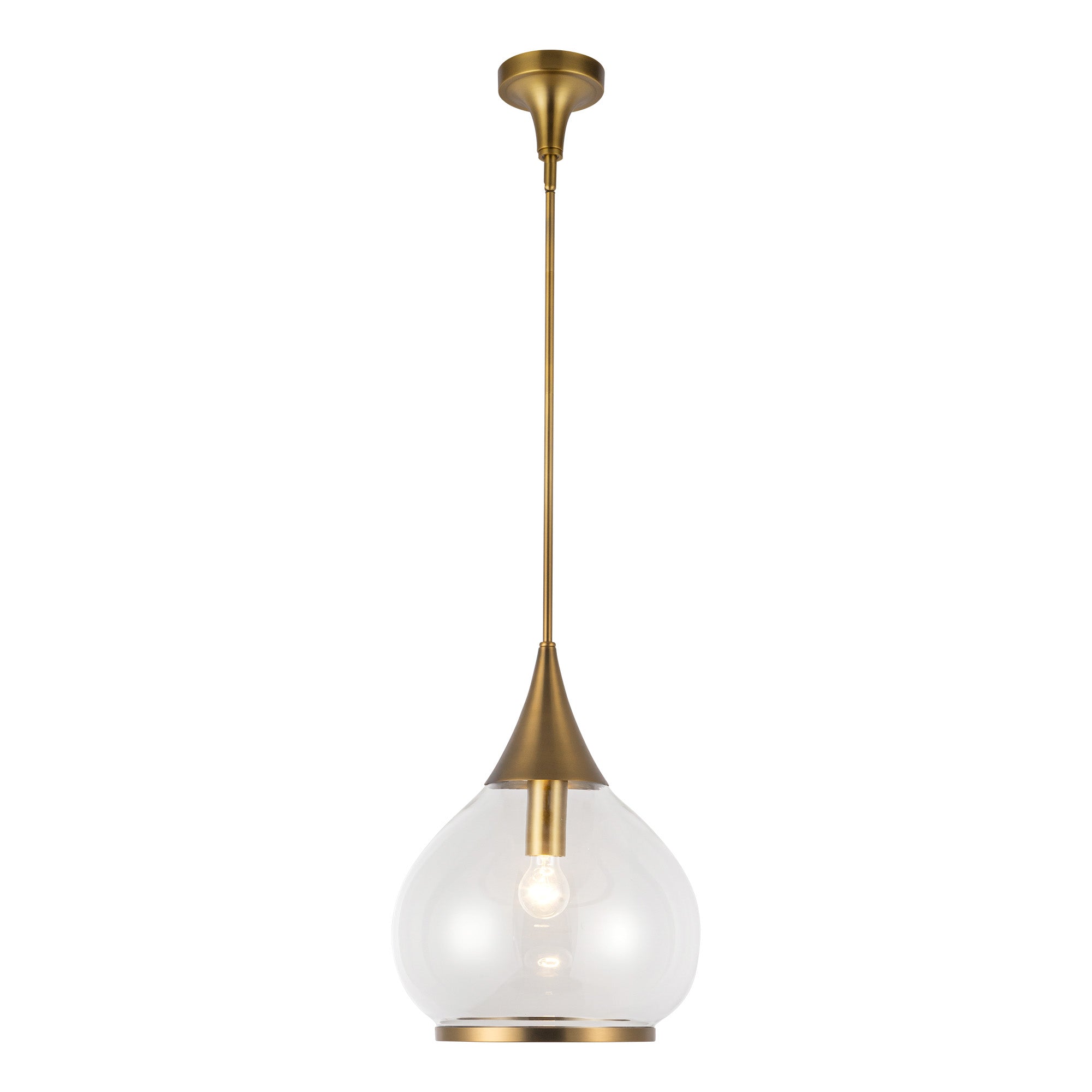 Hazel 14-in Aged Gold/Clear Glass 1 Light Pendant