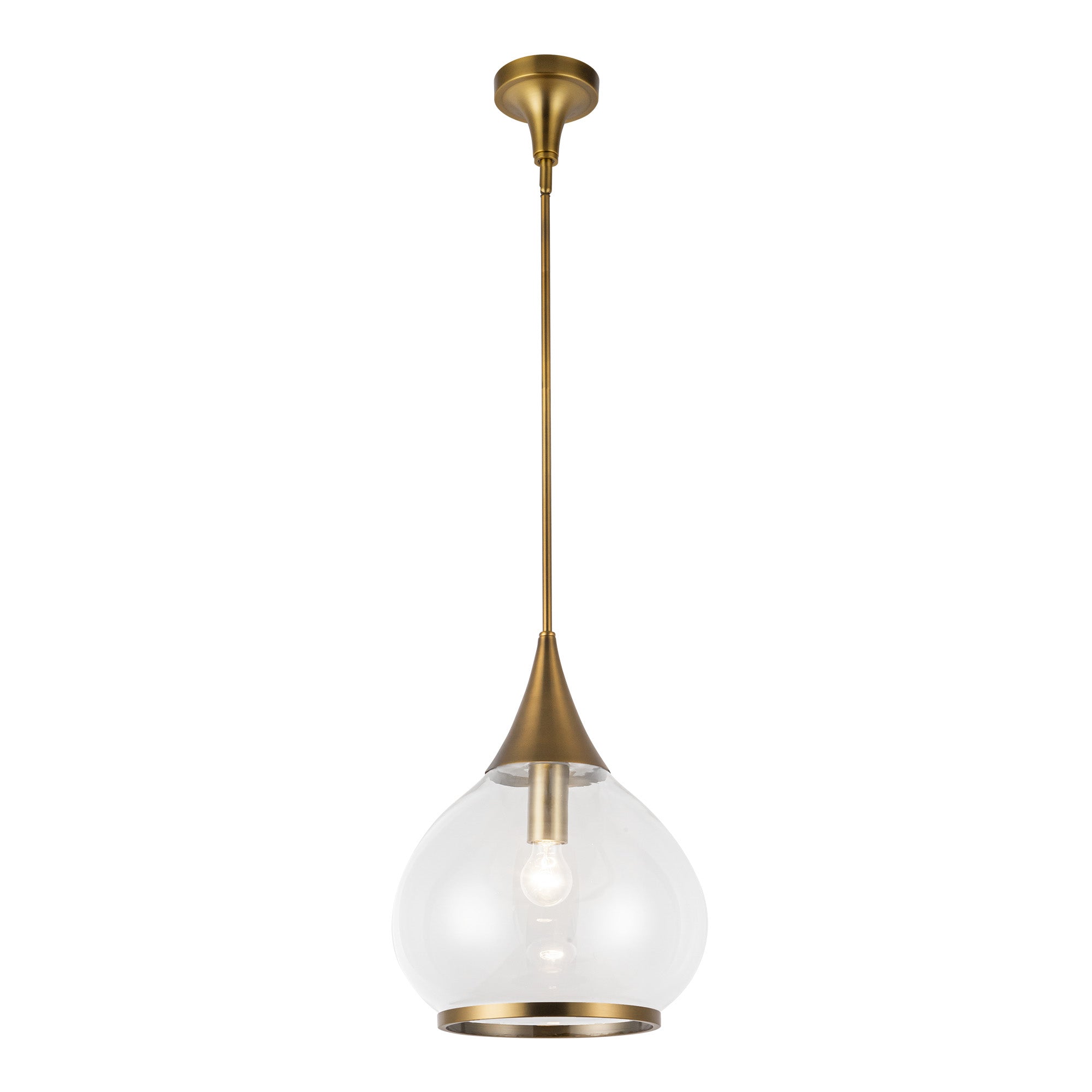 Hazel 14-in Aged Gold/Clear Glass 1 Light Pendant