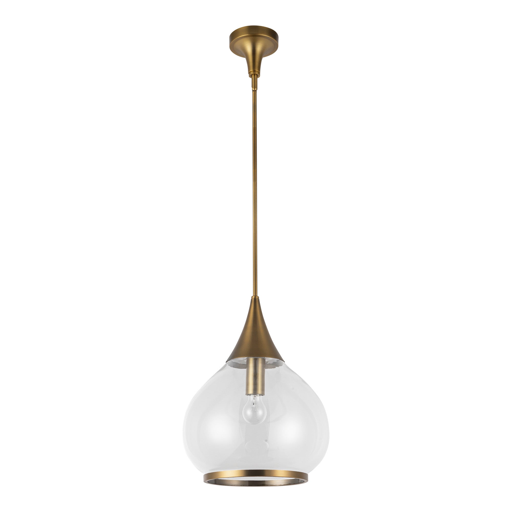 Hazel 14-in Aged Gold/Clear Glass 1 Light Pendant