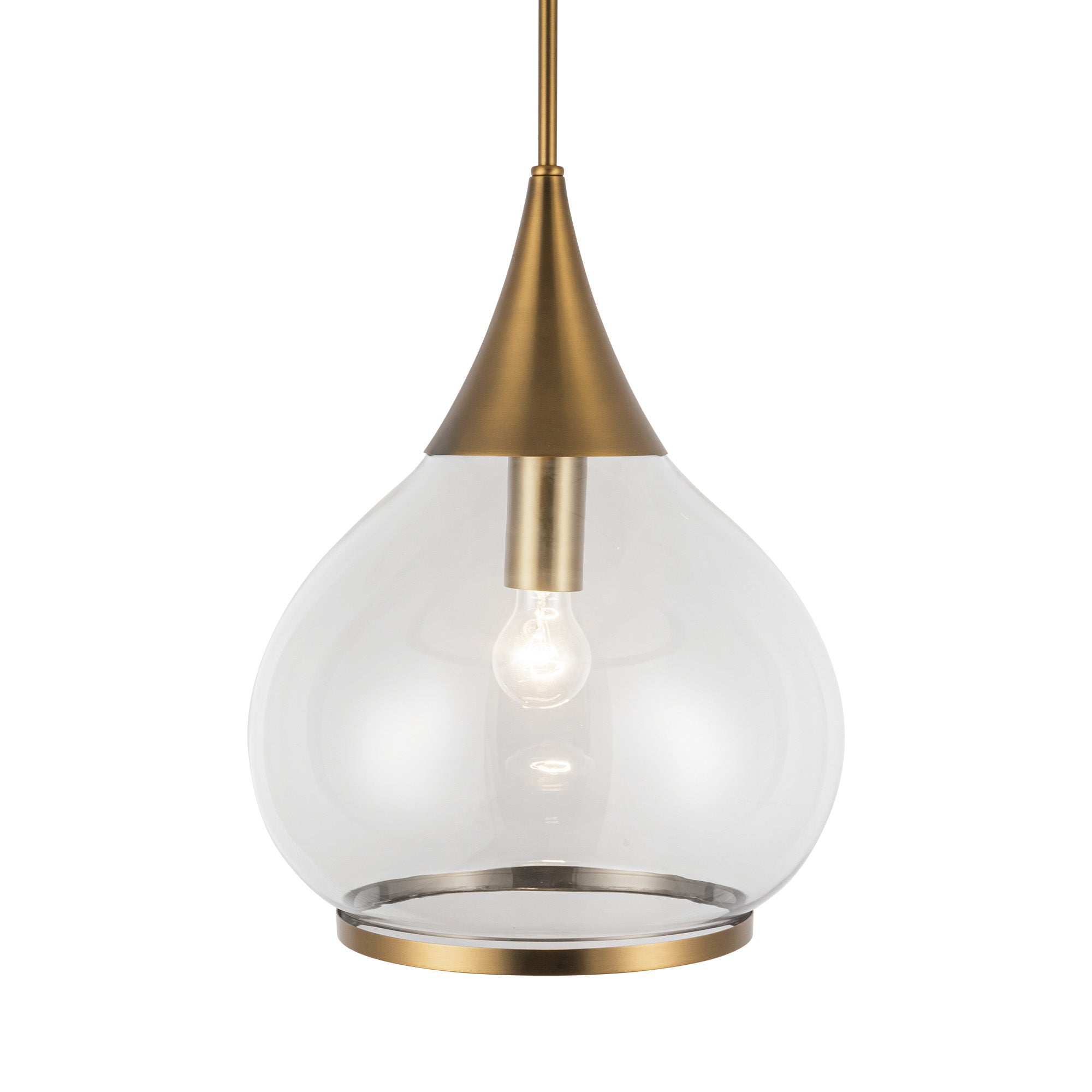 Hazel 14-in Aged Gold/Clear Glass 1 Light Pendant