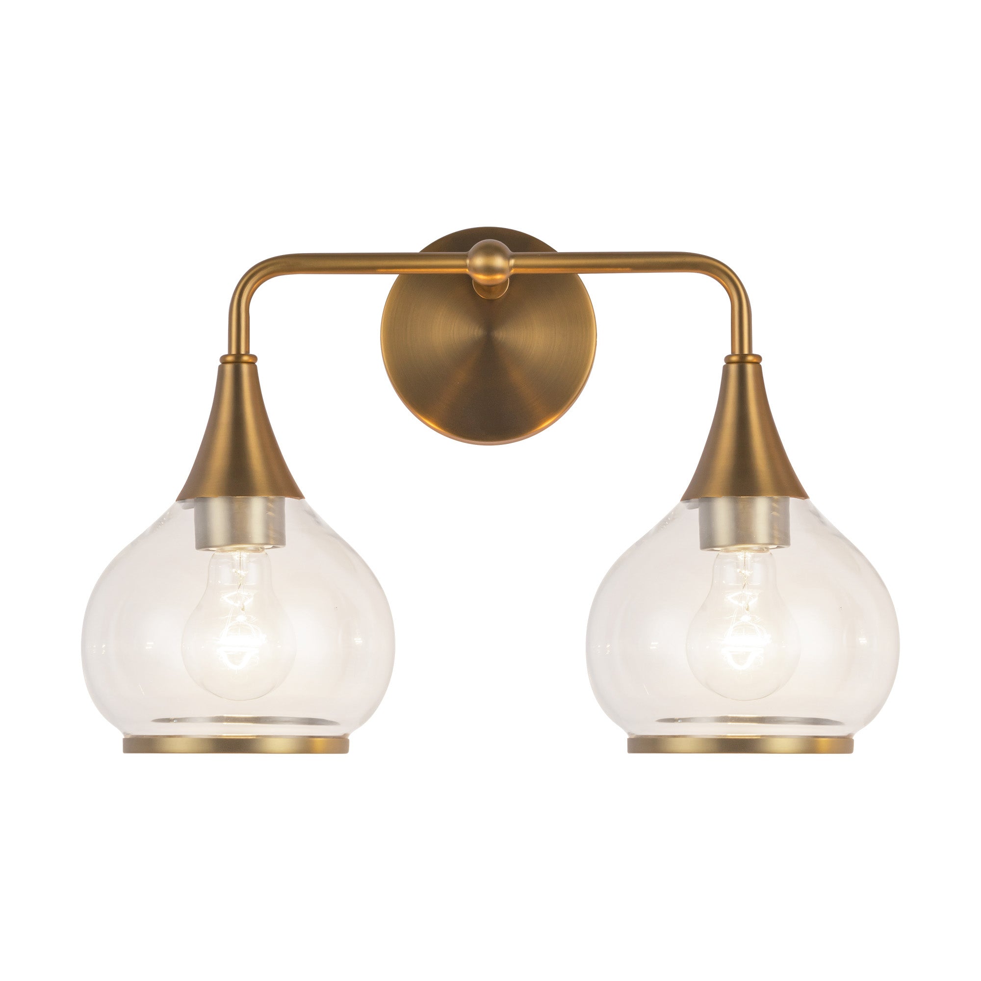 Hazel 17-in Aged Gold/Clear Glass 2 Lights Vanity