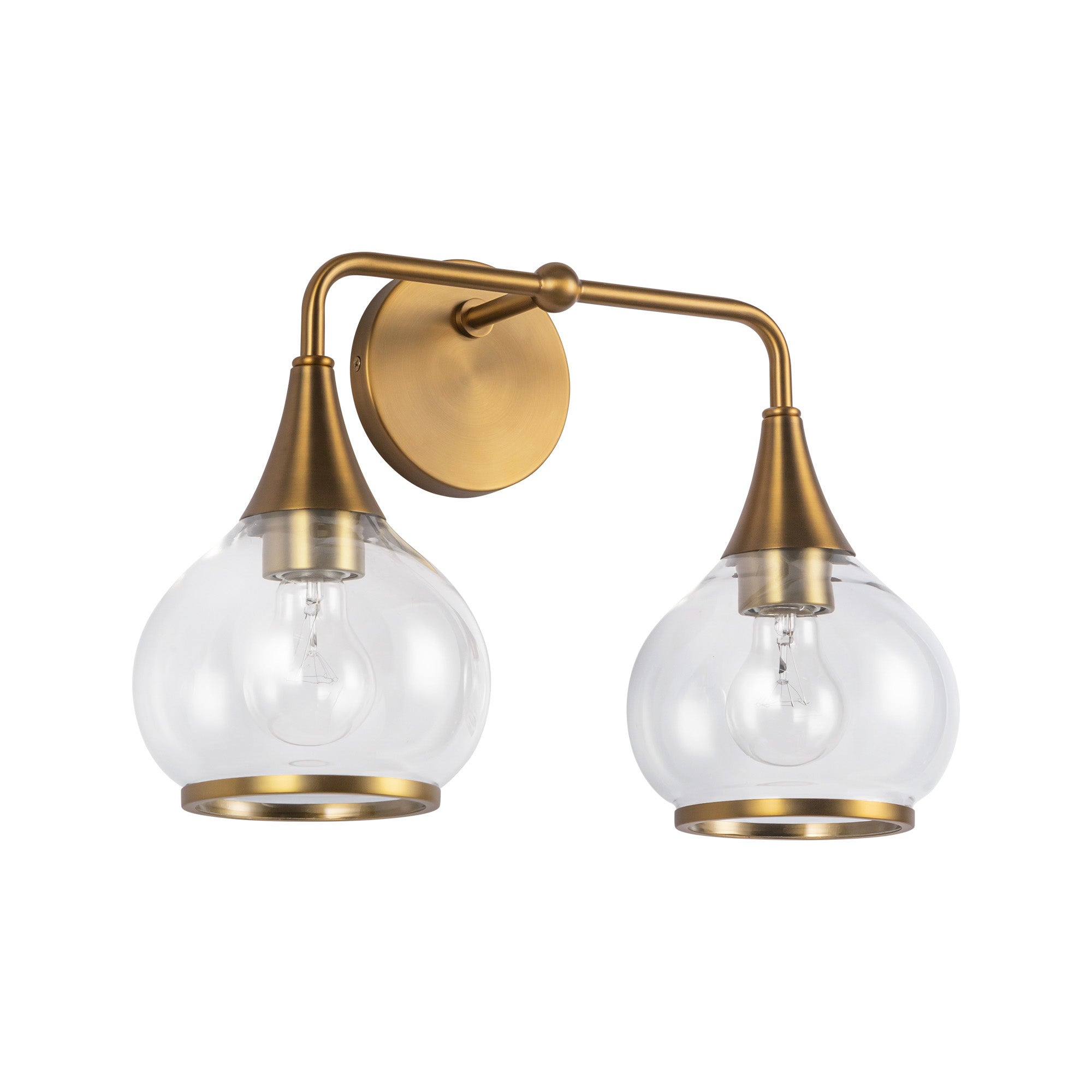 Hazel 17-in Aged Gold/Clear Glass 2 Lights Vanity