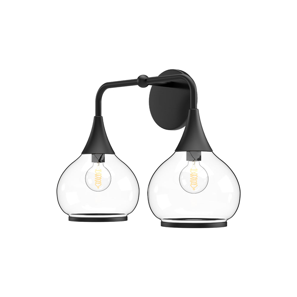 ALORA MOOD Lighting VL524217MBCL Vanity Light Fixture, UL Damp Rated, Matte Black