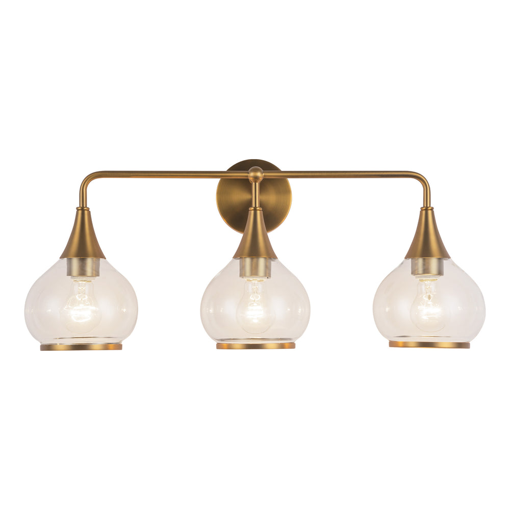 ALORA MOOD Lighting VL524326AGCL Vanity Light Fixture, UL Damp Rated, Aged Gold/Clear Glass