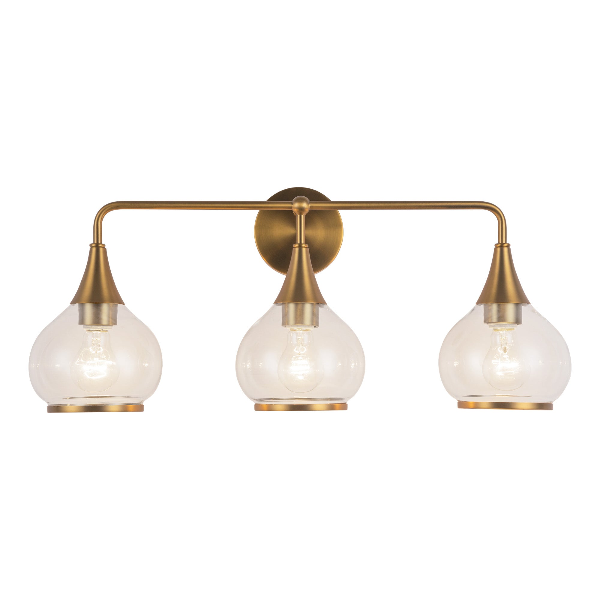 Hazel 26-in Aged Gold/Clear Glass 3 Lights Vanity