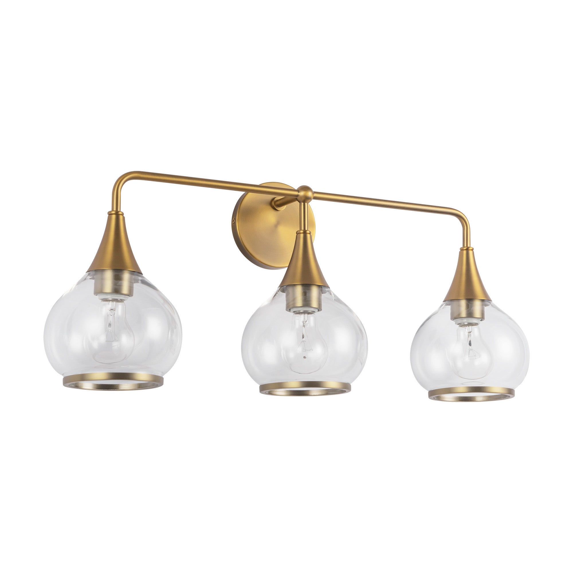 Hazel 26-in Aged Gold/Clear Glass 3 Lights Vanity