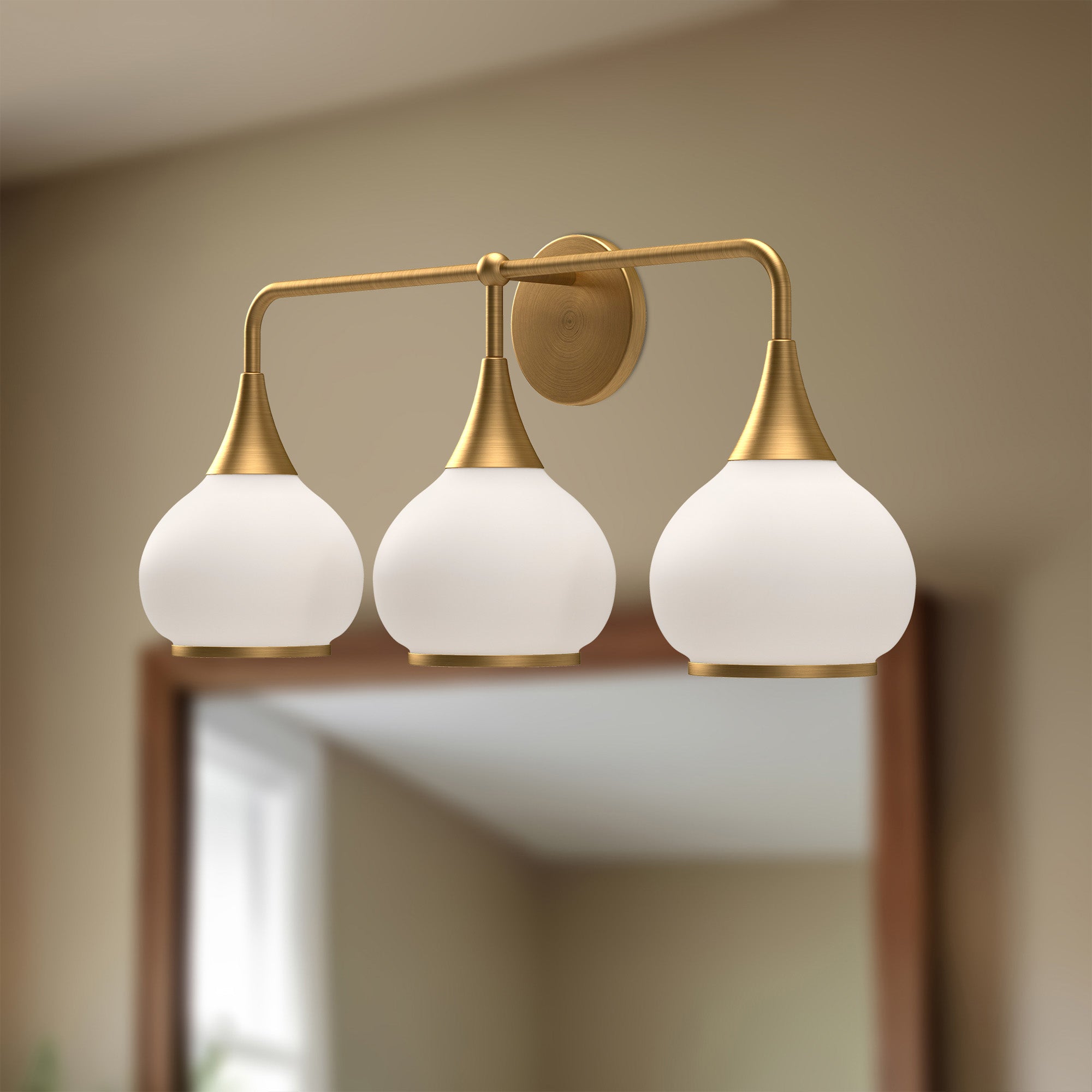 Hazel 26-in Aged Gold/Opal Matte Glass 3 Lights Vanity