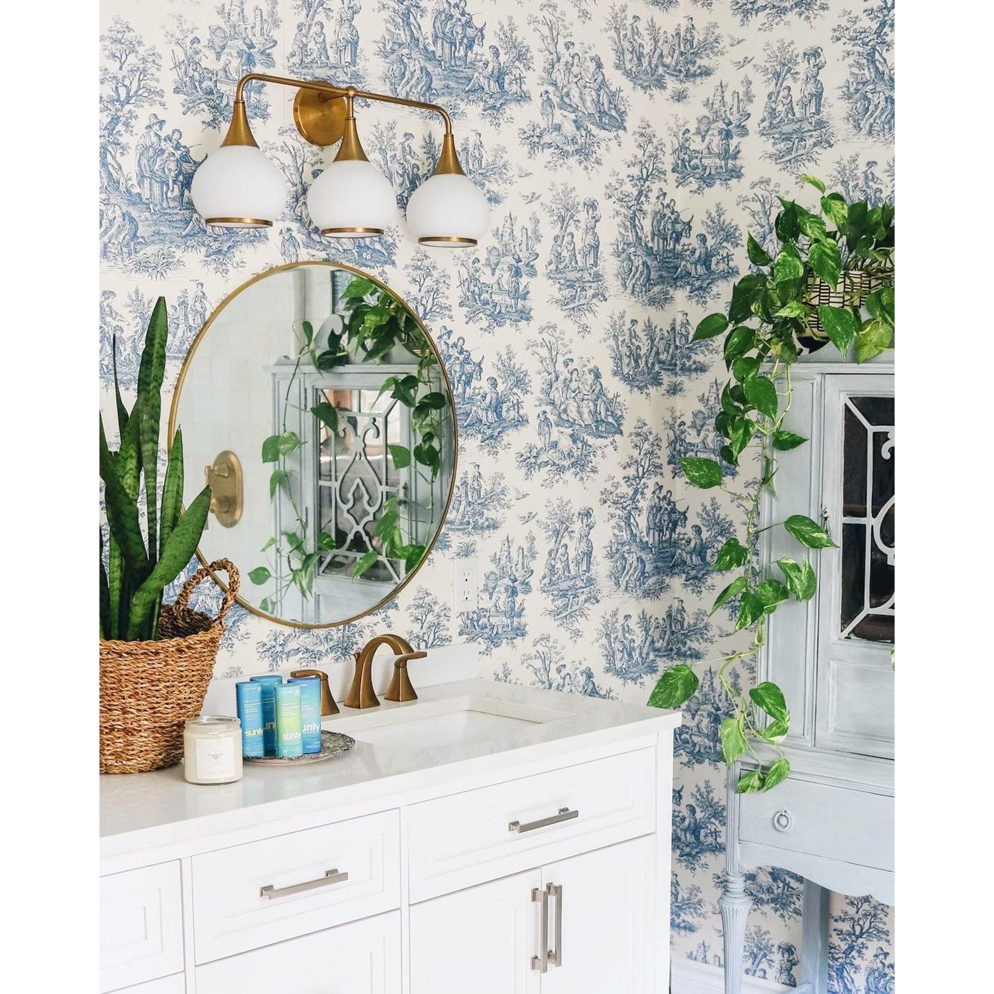 Hazel 26-in Aged Gold/Opal Matte Glass 3 Lights Vanity