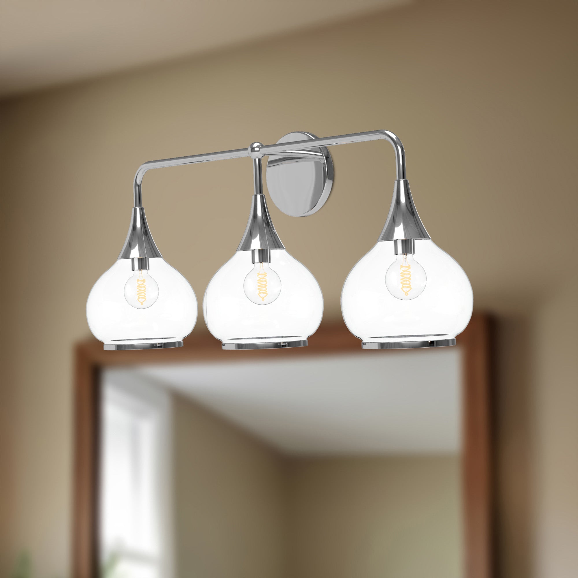 Hazel 26-in Chrome/Clear Glass 3 Lights Vanity