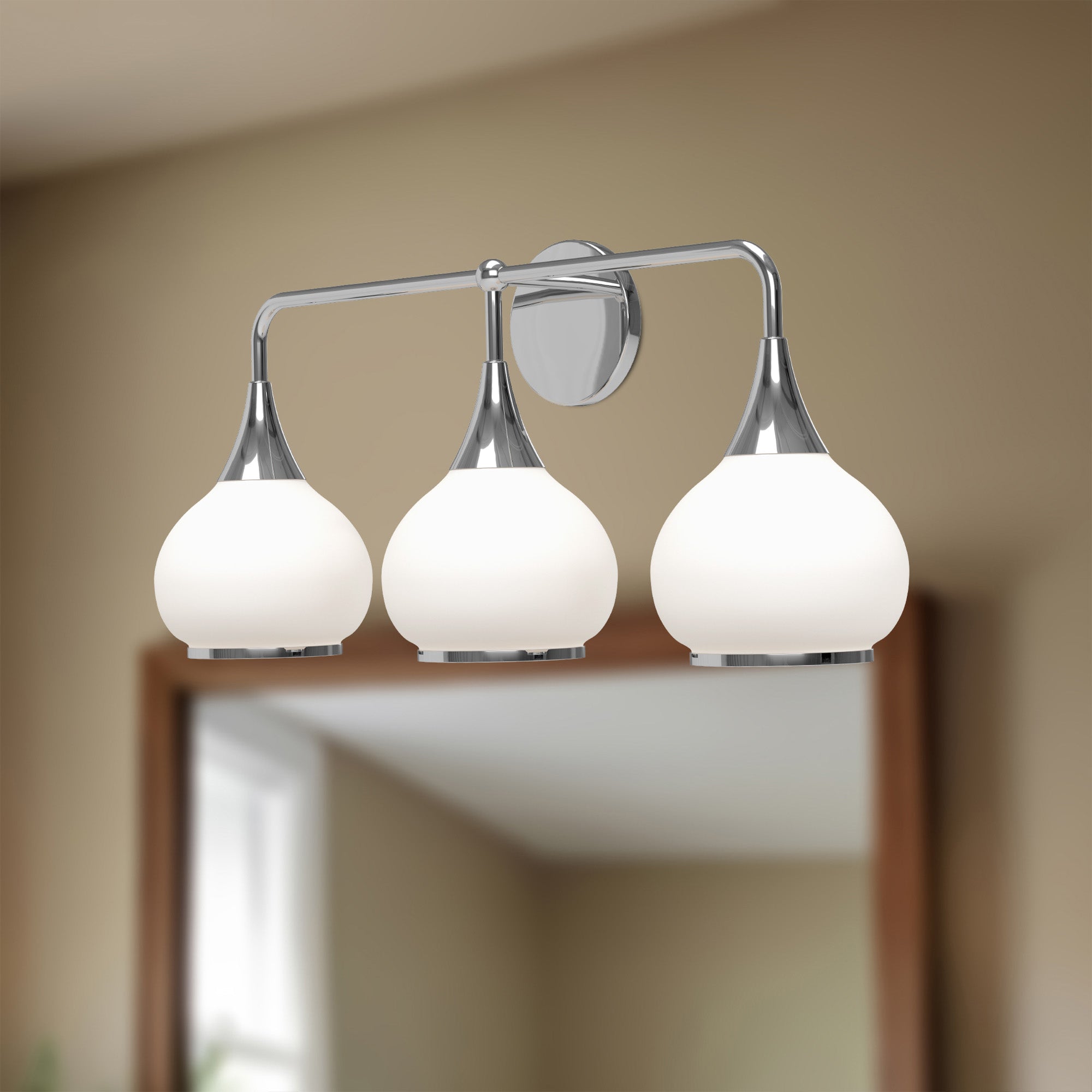 Hazel 26-in Chrome/Opal Matte Glass 3 Lights Vanity