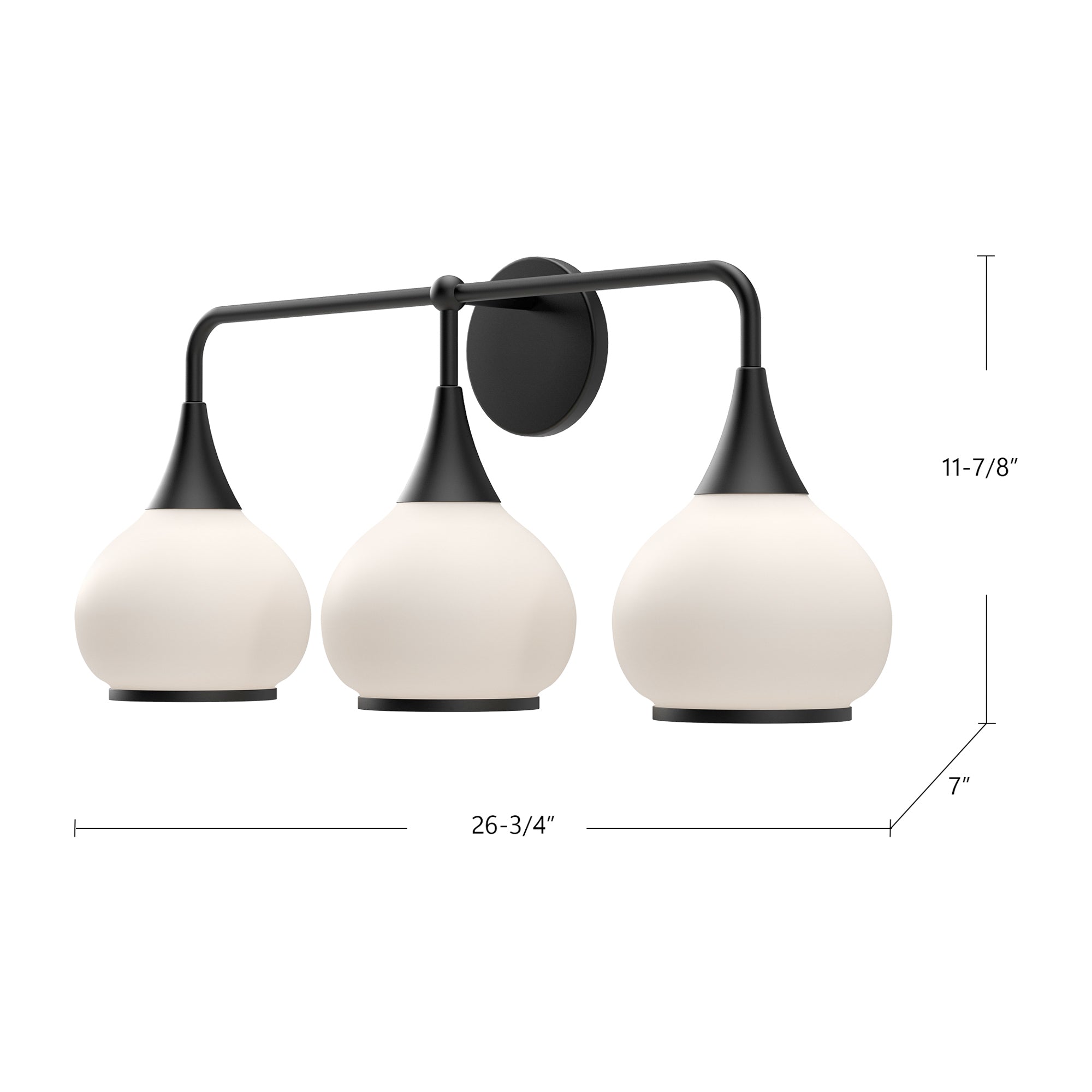 Hazel 26-in Aged Gold/Opal Matte Glass 3 Lights Vanity