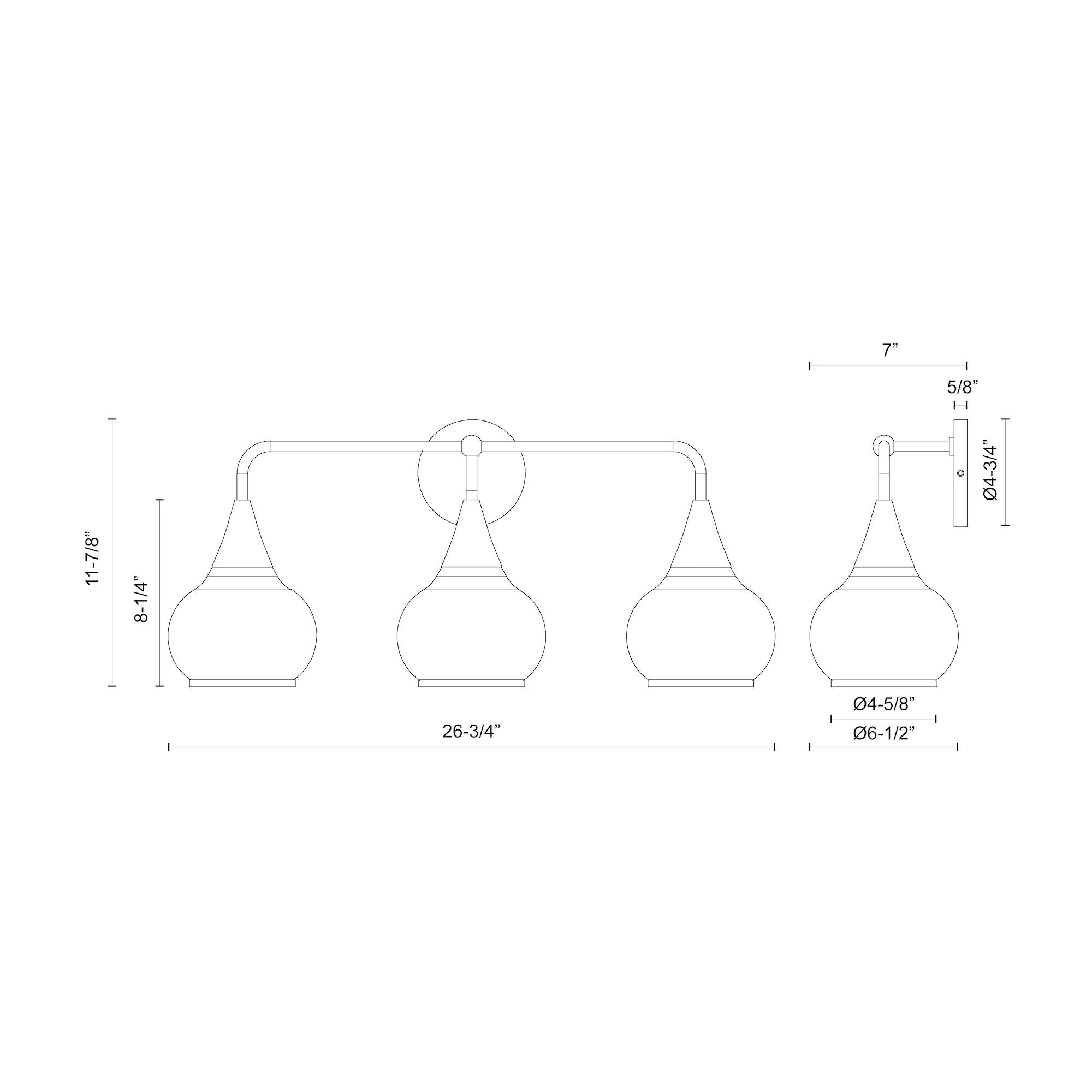 Hazel 26-in Chrome/Opal Matte Glass 3 Lights Vanity