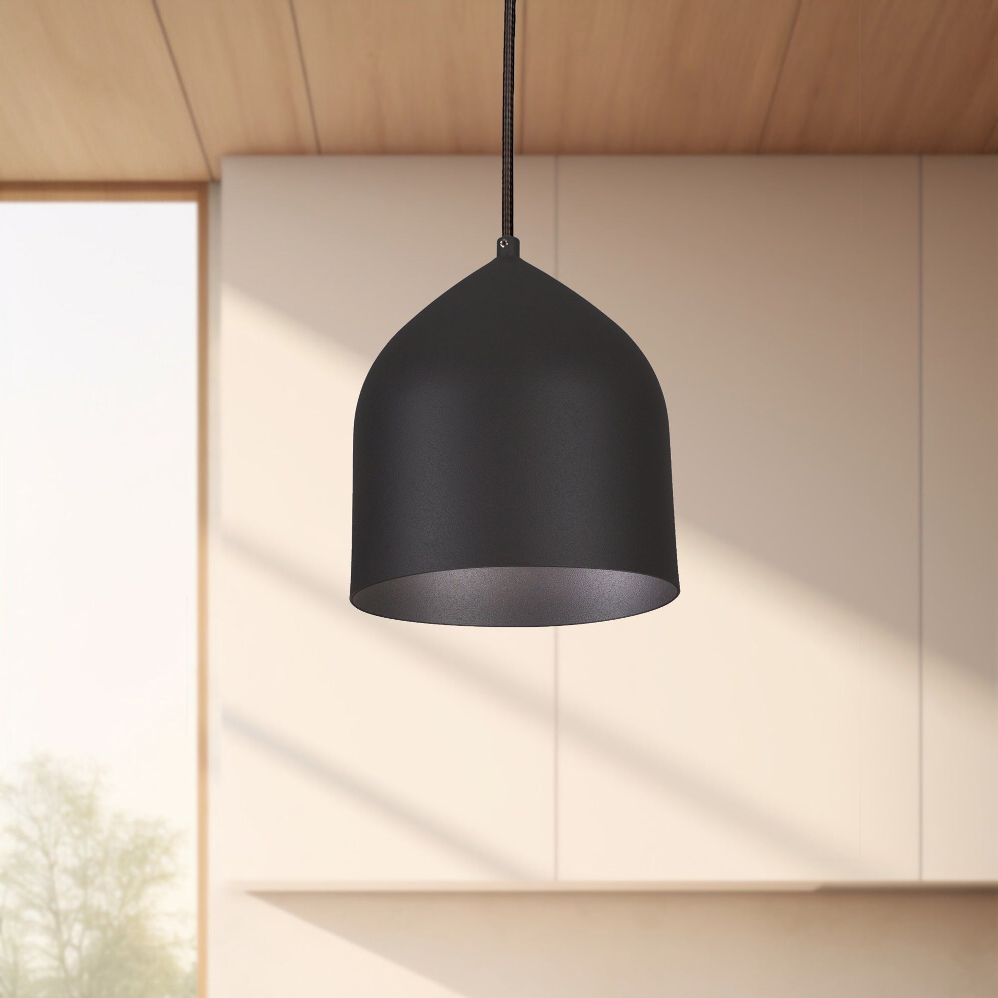 Helena 8-in Black/Black 1 Light Pendant