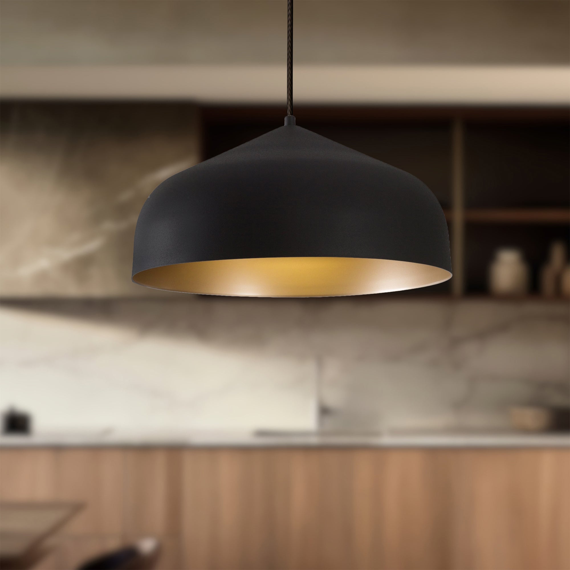 Helena 17-in Black/Gold 1 Light Pendant