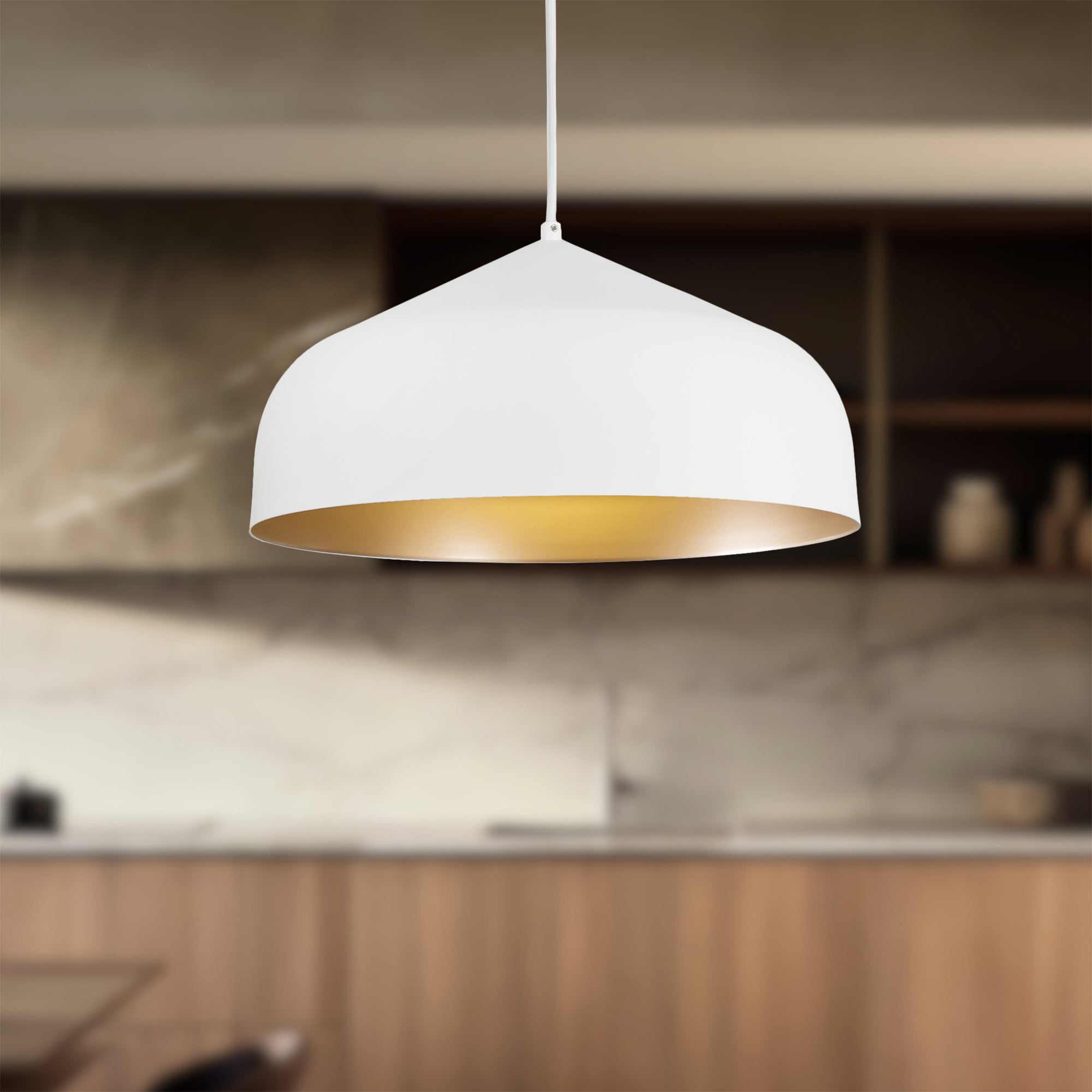Helena 17-in White/Gold 1 Light Pendant