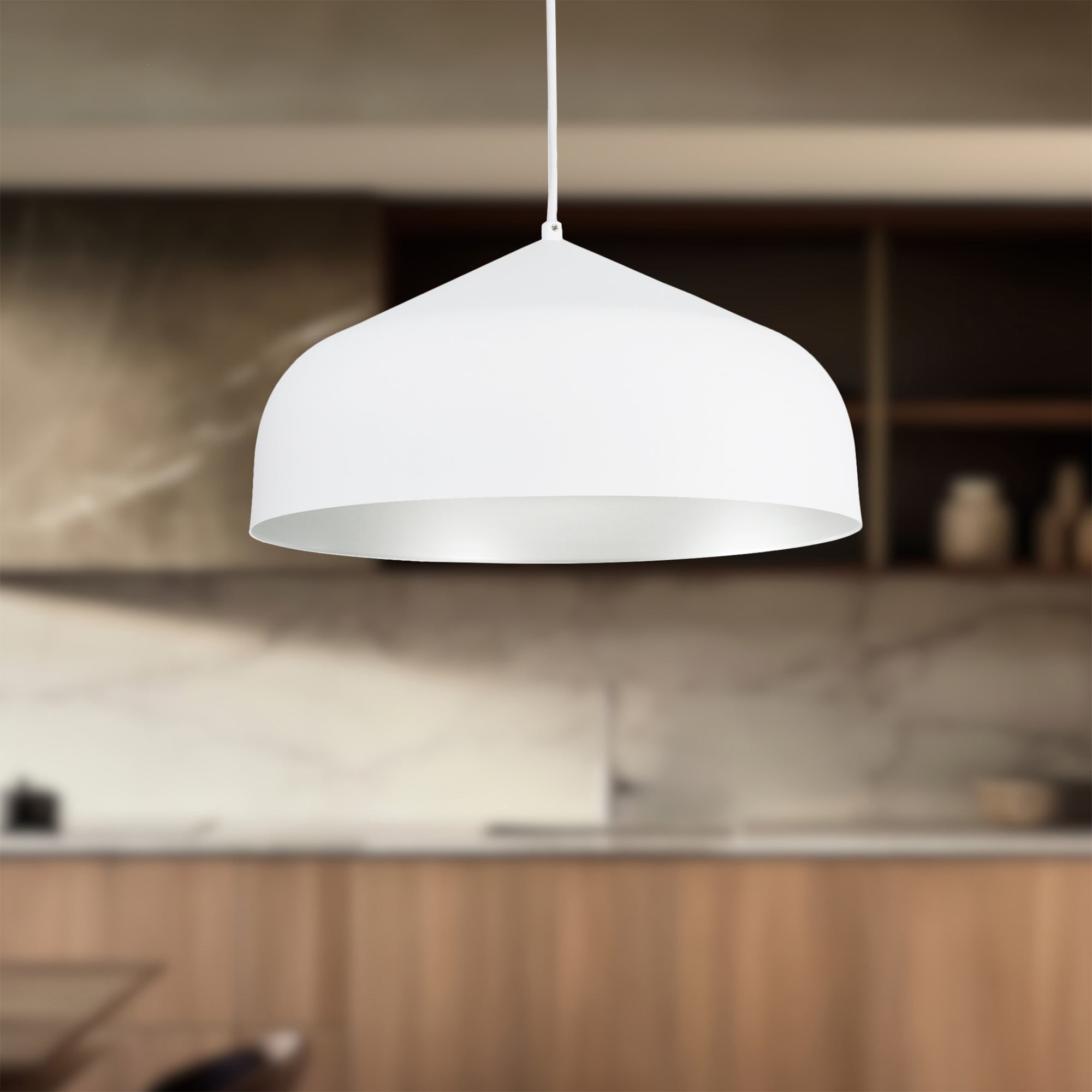 Helena 17-in White/Silver 1 Light Pendant