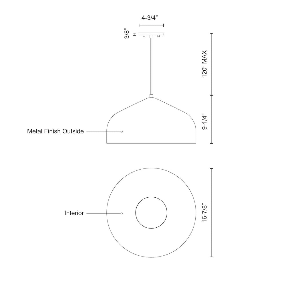 Kuzco Lighting 49117-BK/BK Pendant Light Fixture, UL Listed, Black/Black