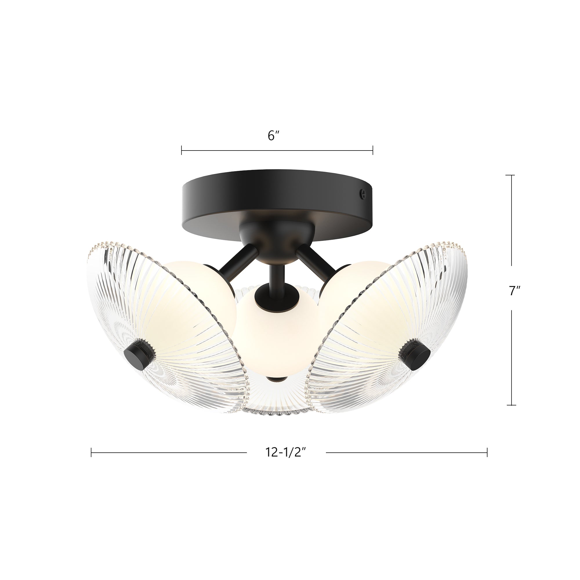 Hera 12-in Brushed Gold/Clear Ribbed Glass LED Flush Mount