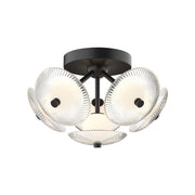 ALORA MOOD Lighting Hera FM417606MBCR Flush Mount, UL Listed, Matte Black/Clear Ribbed Glass