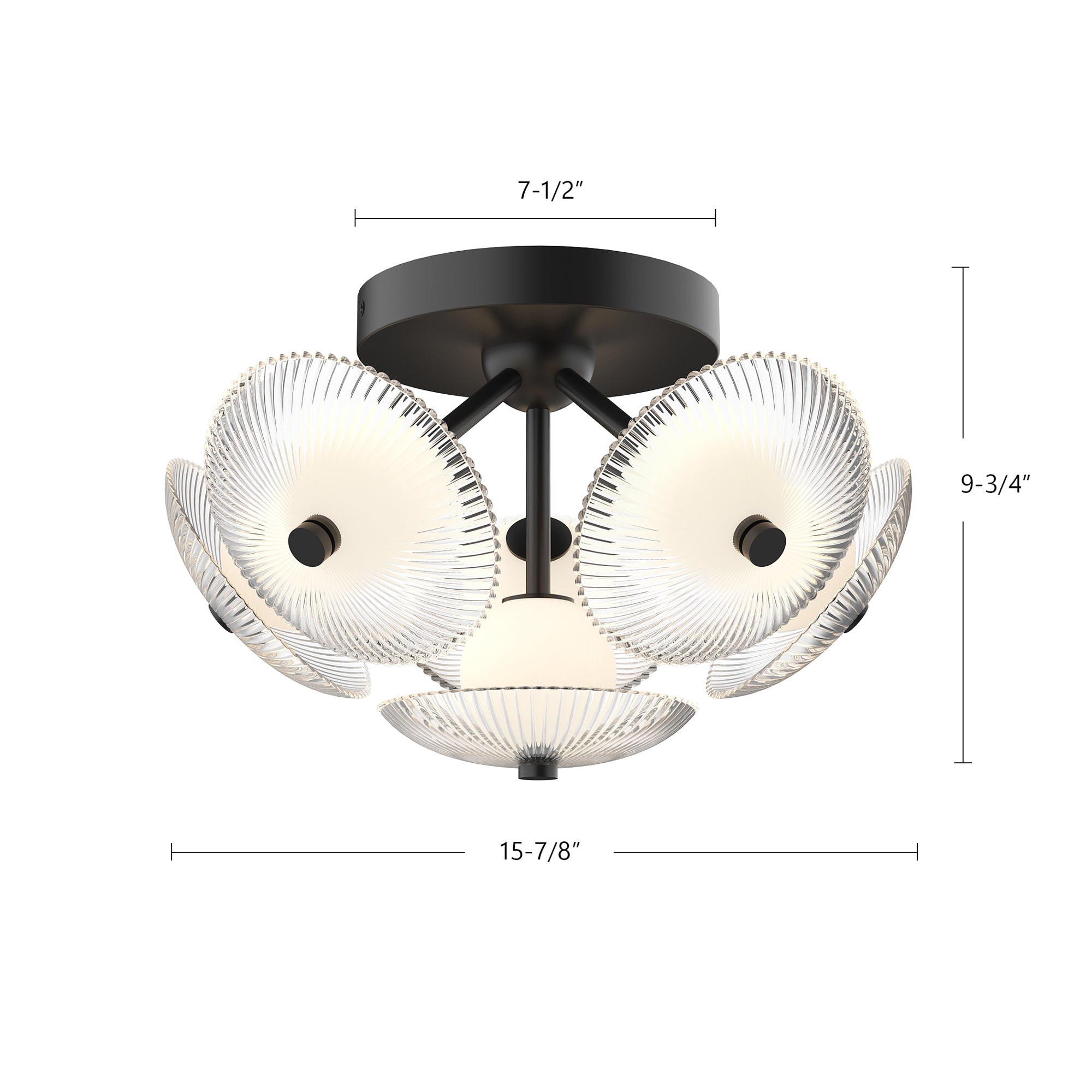 Hera 16-in Brushed Gold/Clear Ribbed Glass LED Flush Mount