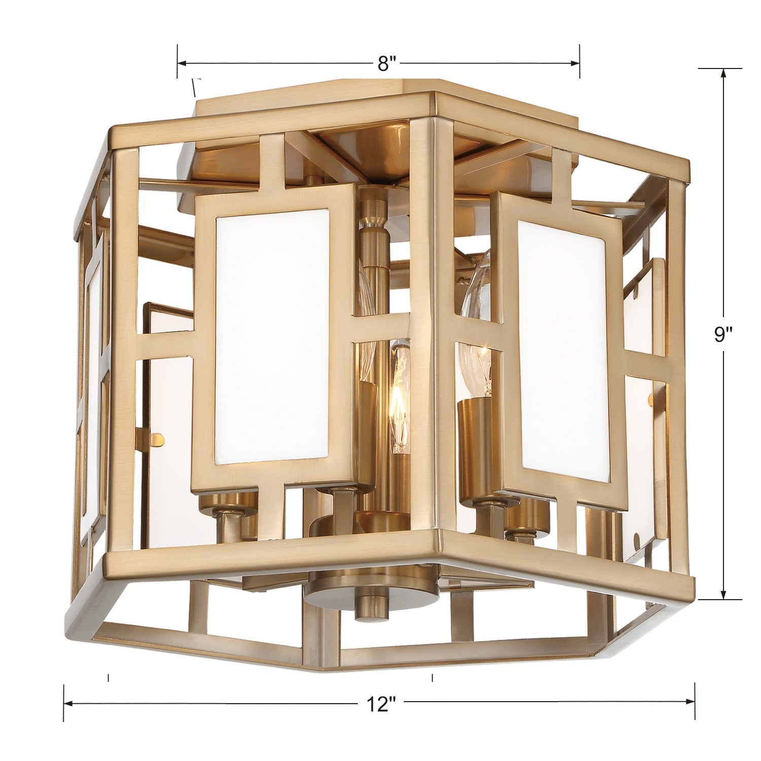 Crystorama Hillcrest HIL-990-VG – 12 Inch – 6 Light – Semi Flush Mount Light – Vibrant Gold – Damp Rated