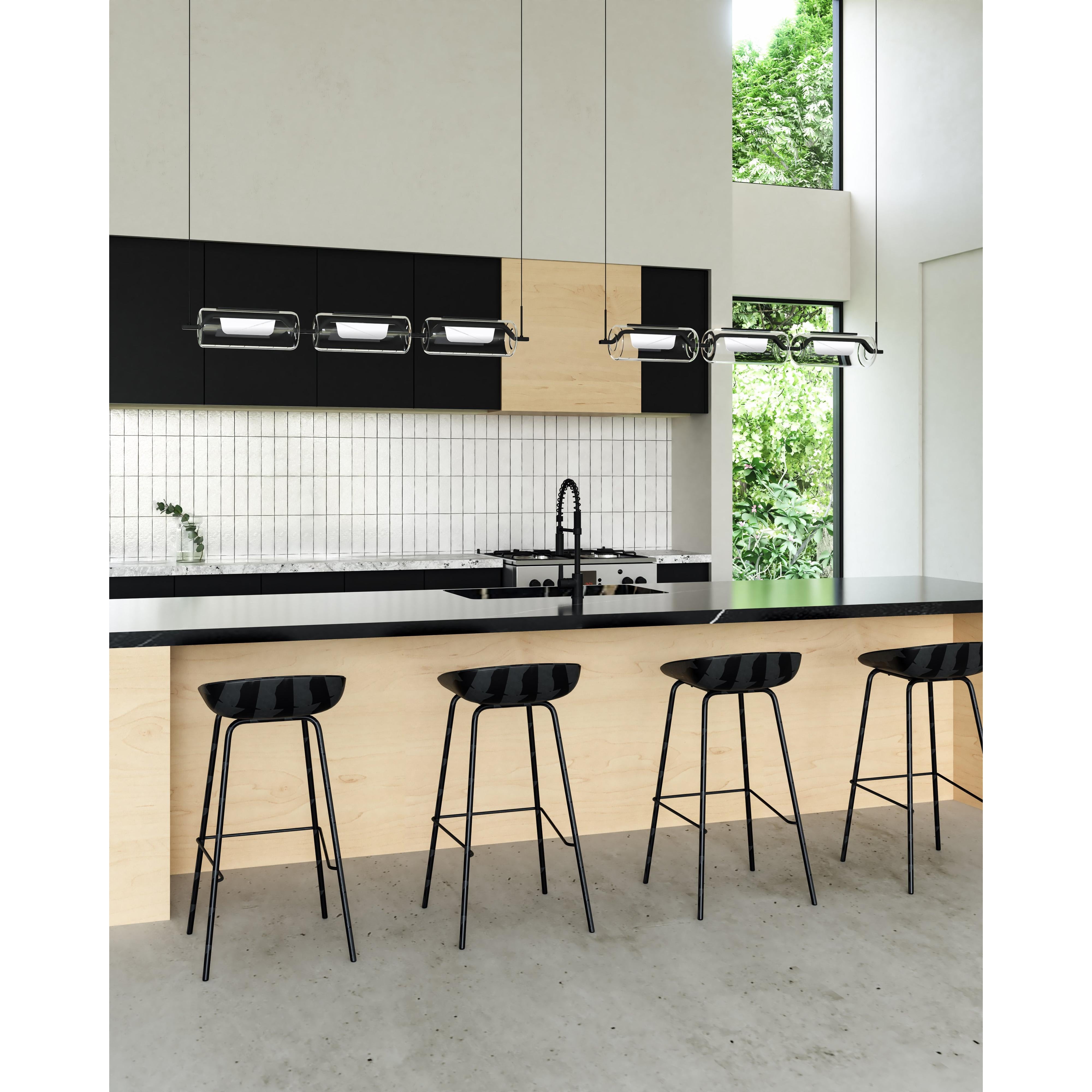 Hilo 43-in Black LED Linear Pendant