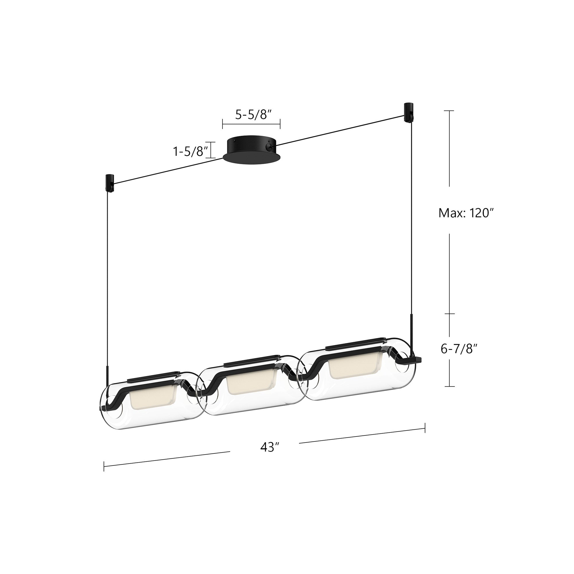 Hilo 43-in Black LED Linear Pendant