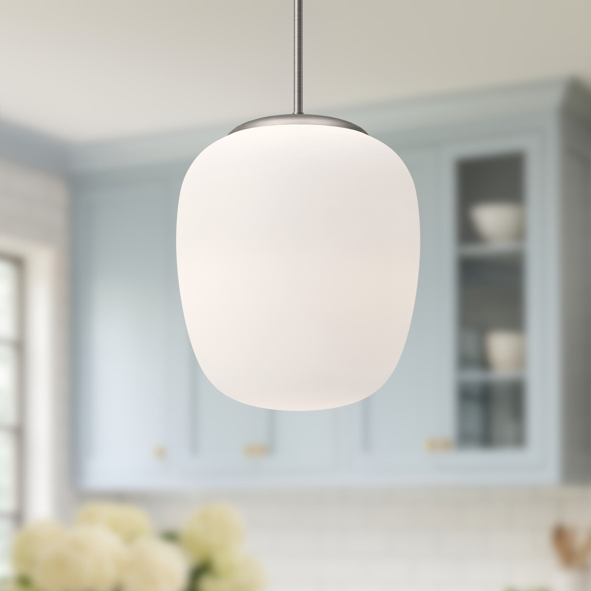 Holden 14-in Brushed Nickel/Opal Matte Glass 1 Light Pendant