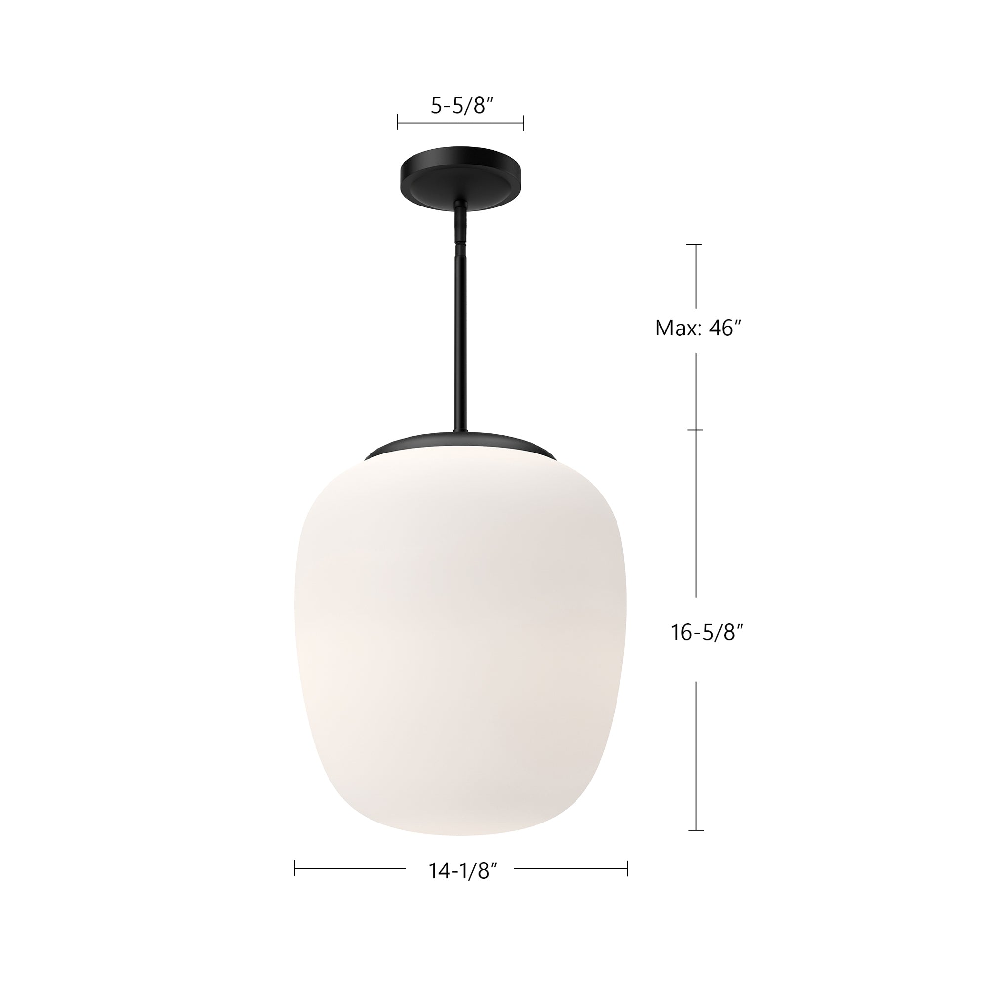 Holden 14-in Matte Black/Opal Matte Glass 1 Light Pendant