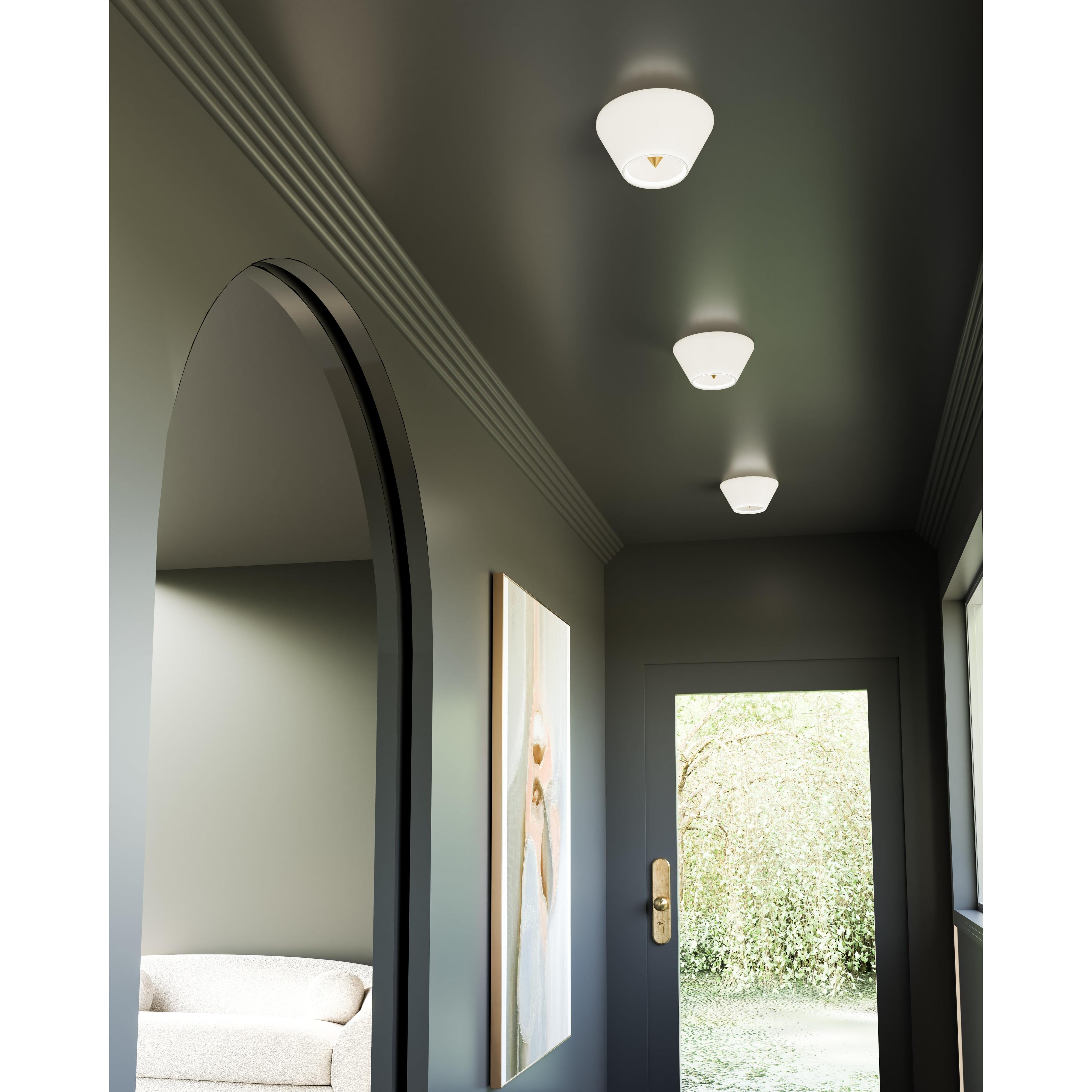 Holt 10-in Brushed Gold/Glossy Opal Glass LED Flush Mount