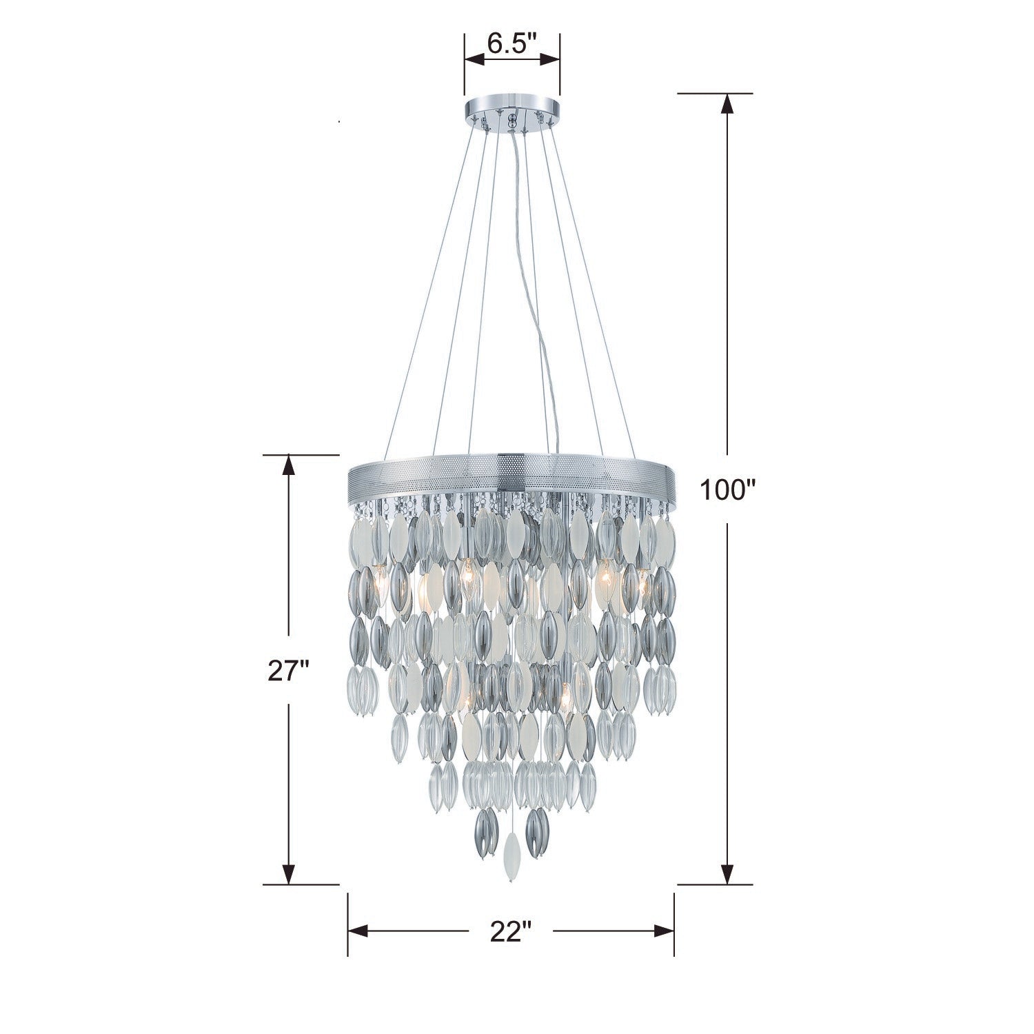 Crystorama Hudson HUD-A2219-CH – 22 Inch – 9 Light – Chandelier – Polished Chrome – Dry Rated