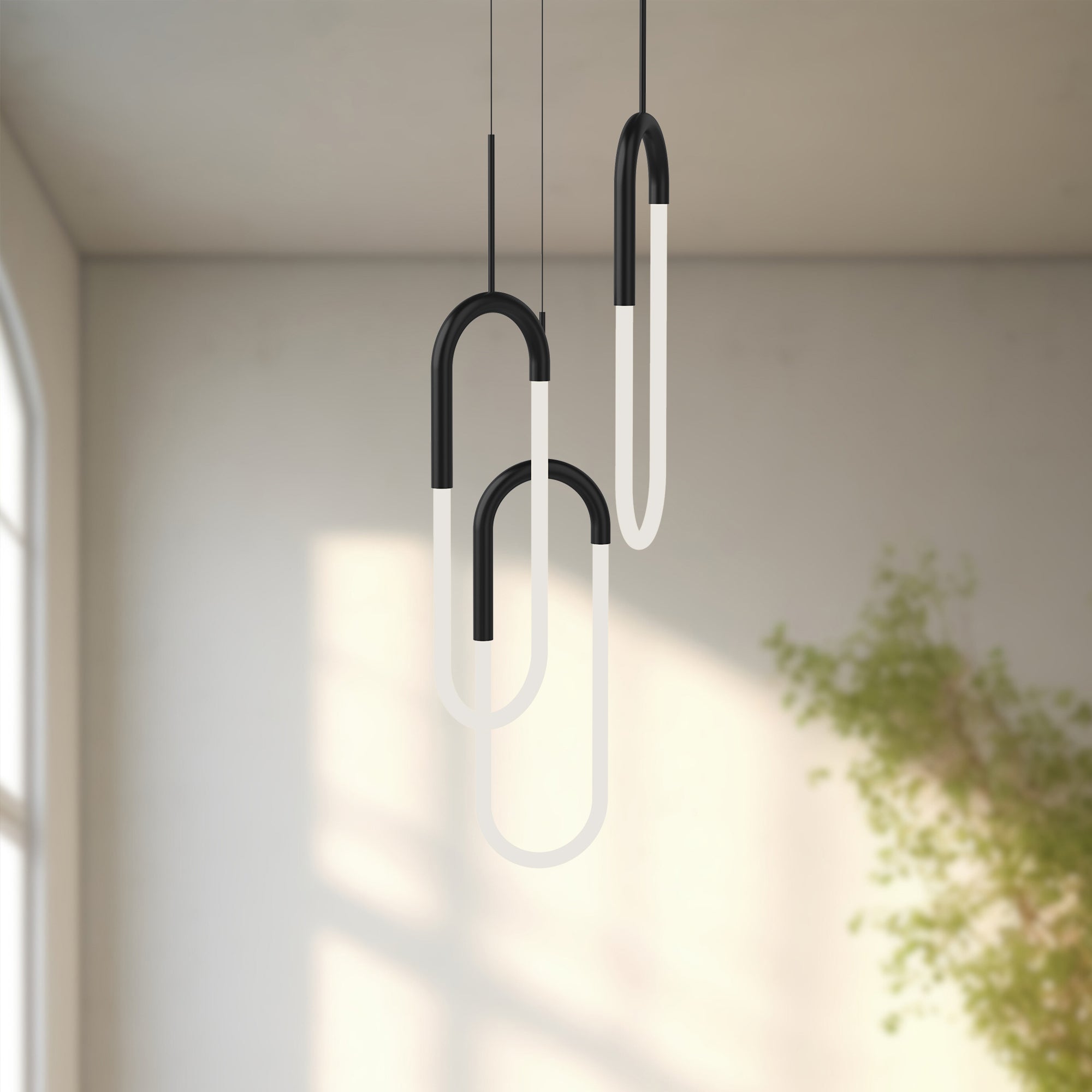 Huron 3 Head Black LED Multi Pendant
