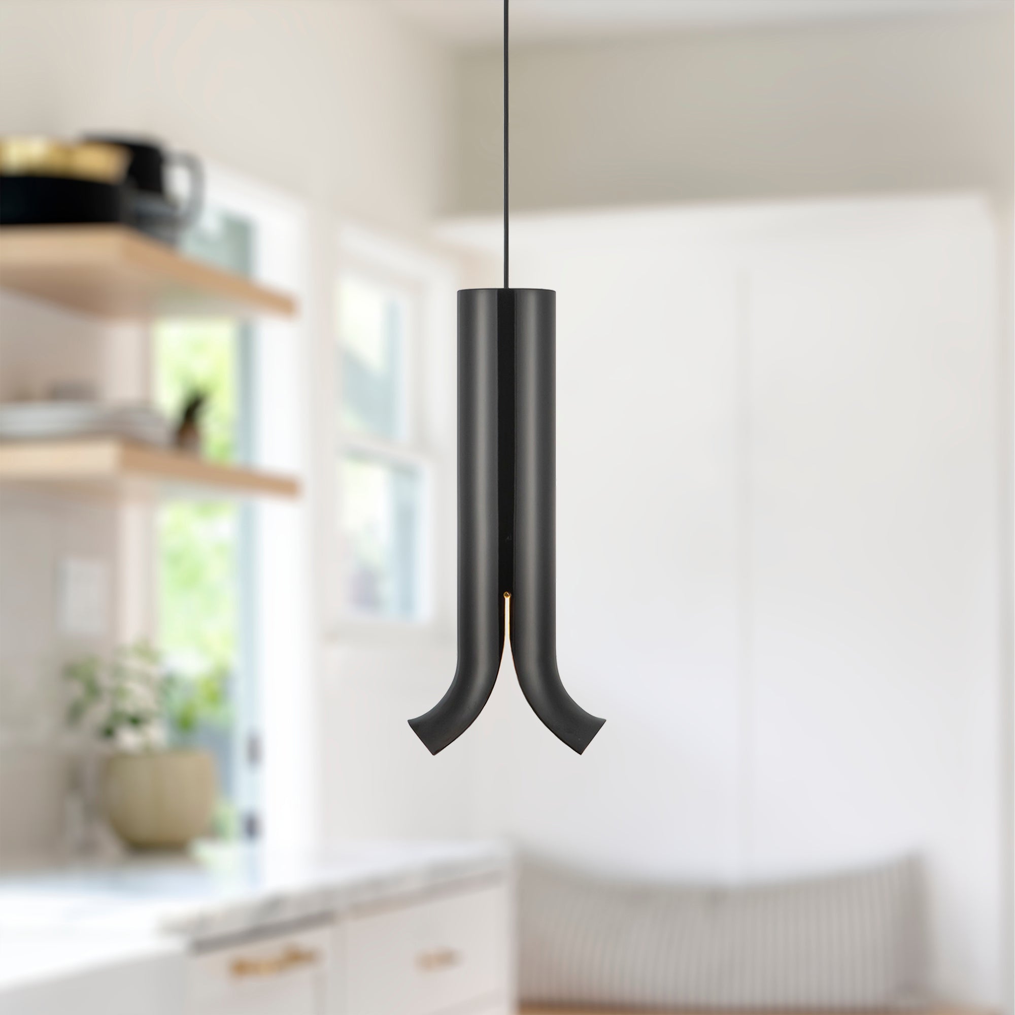 Husk 9-in Glossy Black LED Pendant