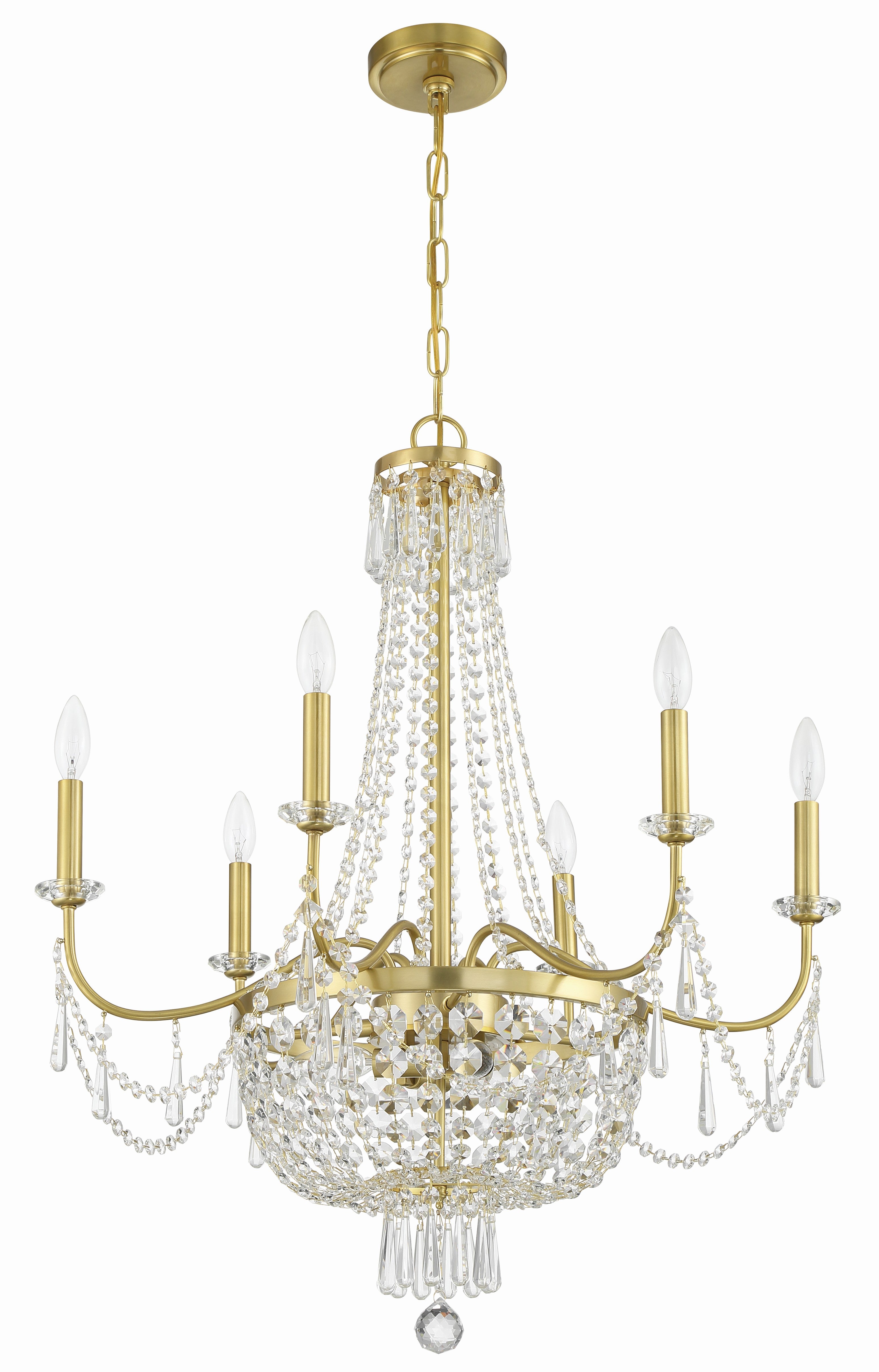 Crystorama Haywood HWD-7709-AG – 28 Inch – 9 Light – Chandelier – Aged Brass – Damp Rated