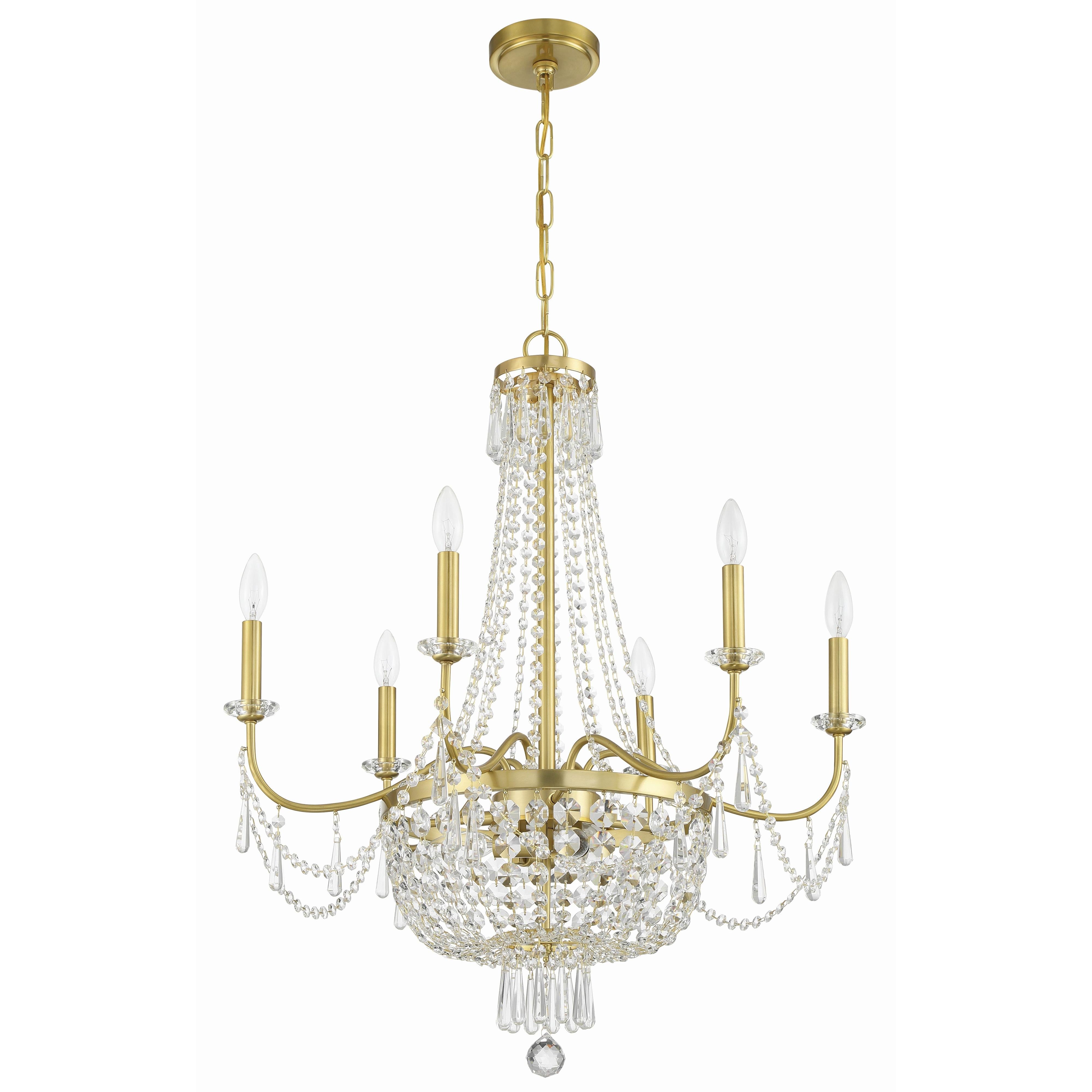Crystorama Haywood HWD-7709-AG – 28 Inch – 9 Light – Chandelier – Aged Brass – Damp Rated