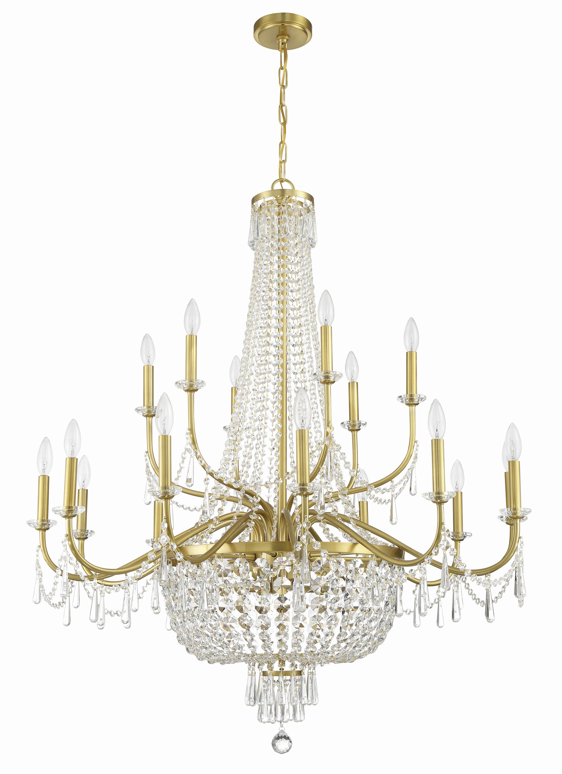 Crystorama Haywood HWD-7722-AG – 40 Inch – 22 Light – Chandelier – Aged Brass – Damp Rated