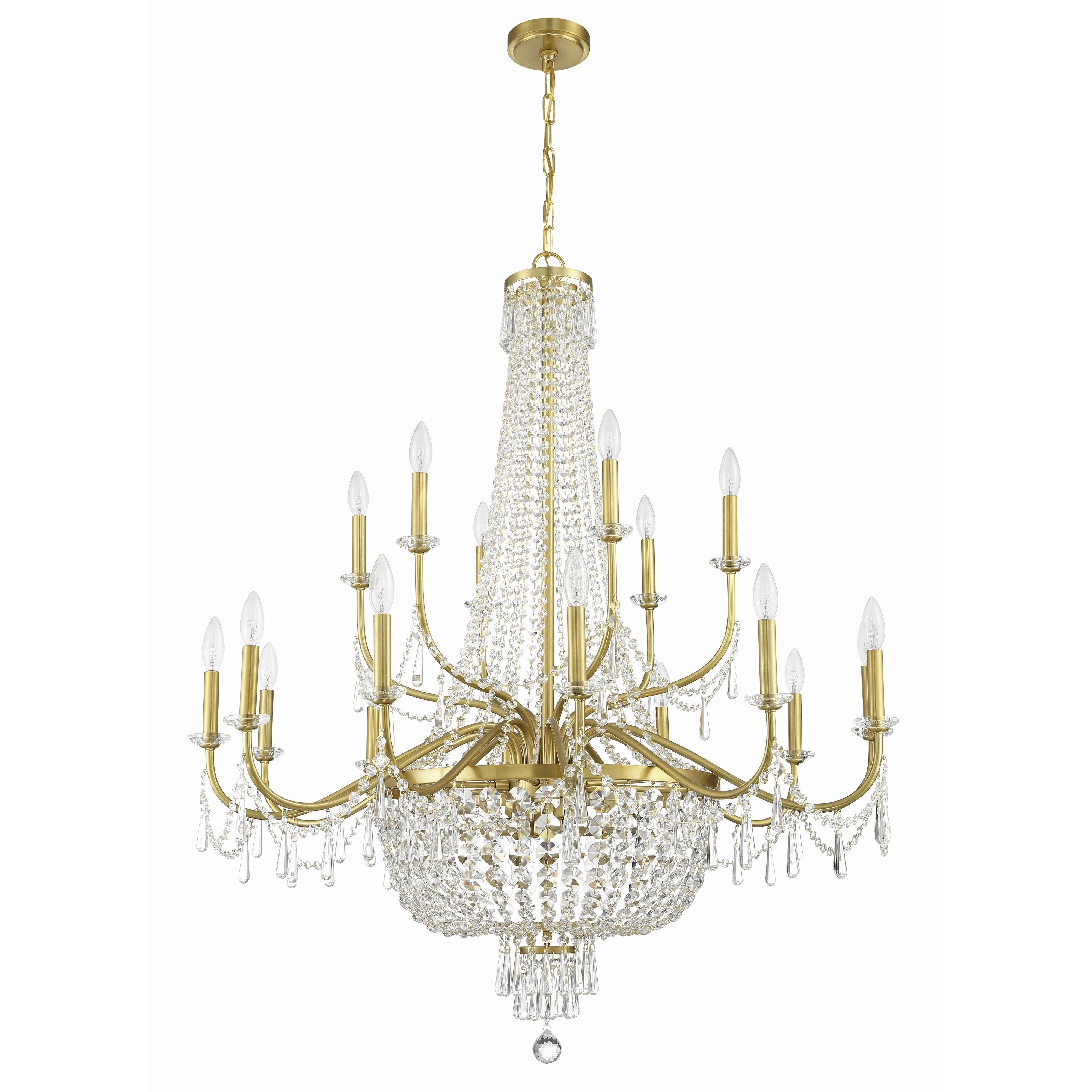 Crystorama Haywood HWD-7722-AG – 40 Inch – 22 Light – Chandelier – Aged Brass – Damp Rated