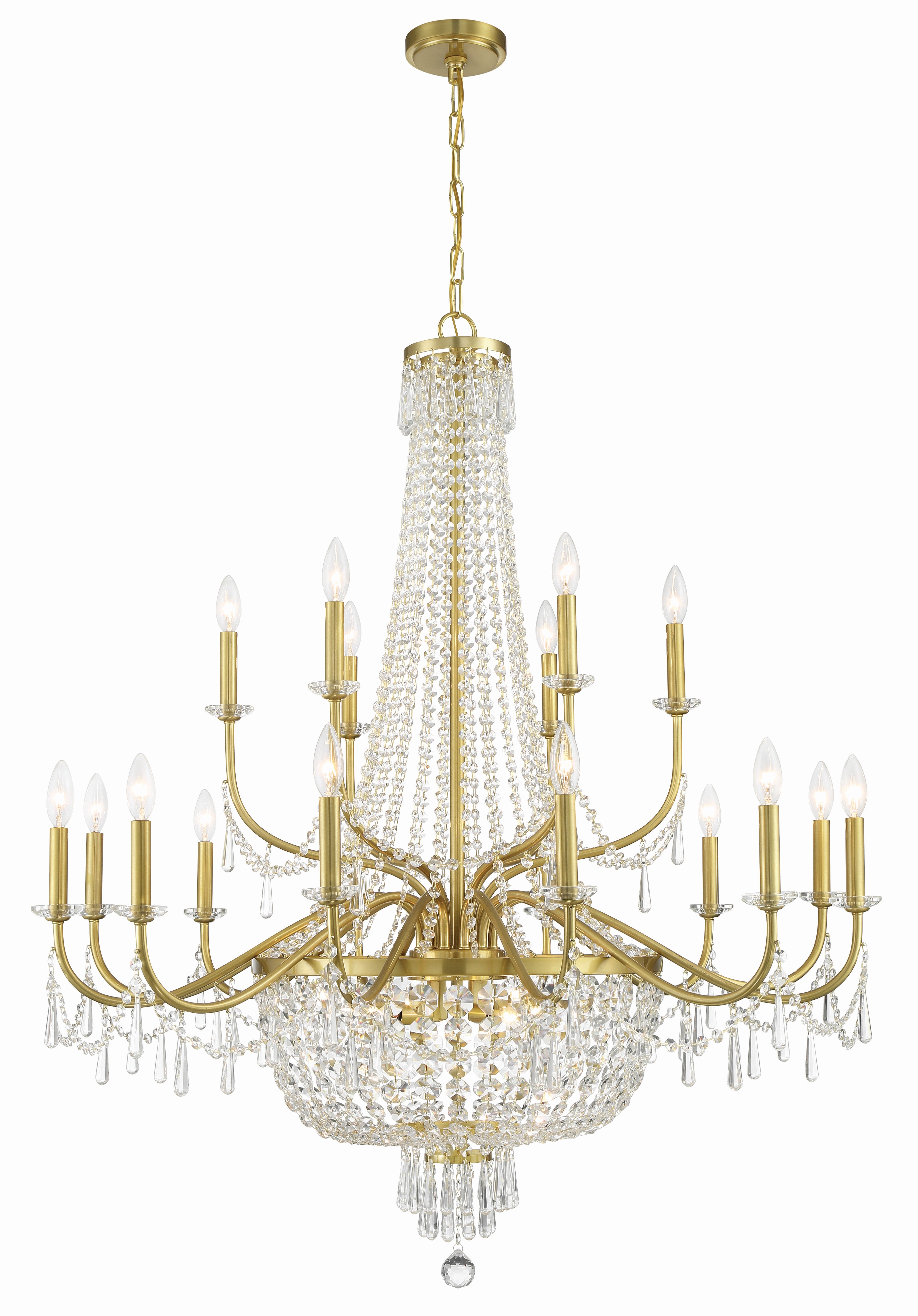 Crystorama Haywood HWD-7722-AG – 40 Inch – 22 Light – Chandelier – Aged Brass – Damp Rated