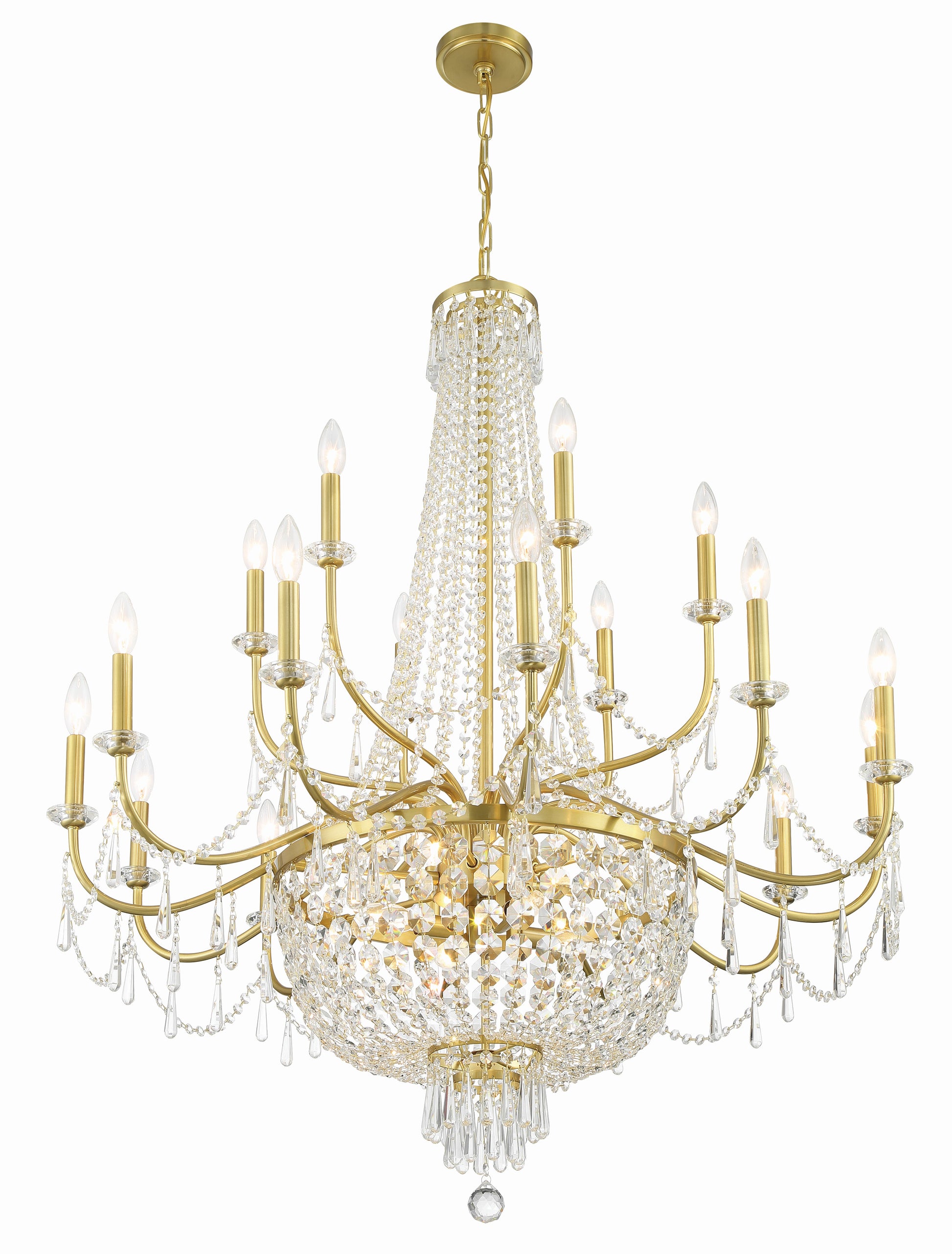 Crystorama Haywood HWD-7722-AG – 40 Inch – 22 Light – Chandelier – Aged Brass – Damp Rated