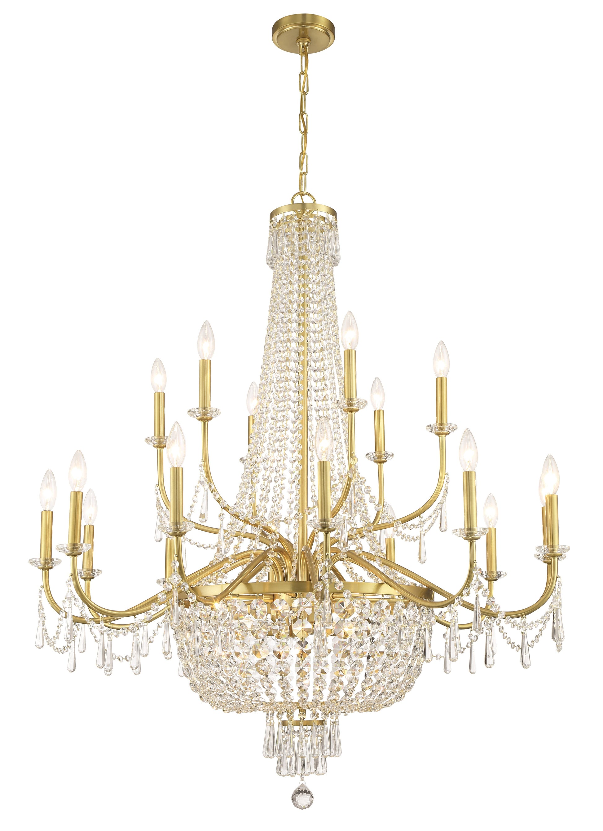 Crystorama Haywood HWD-7722-AG – 40 Inch – 22 Light – Chandelier – Aged Brass – Damp Rated