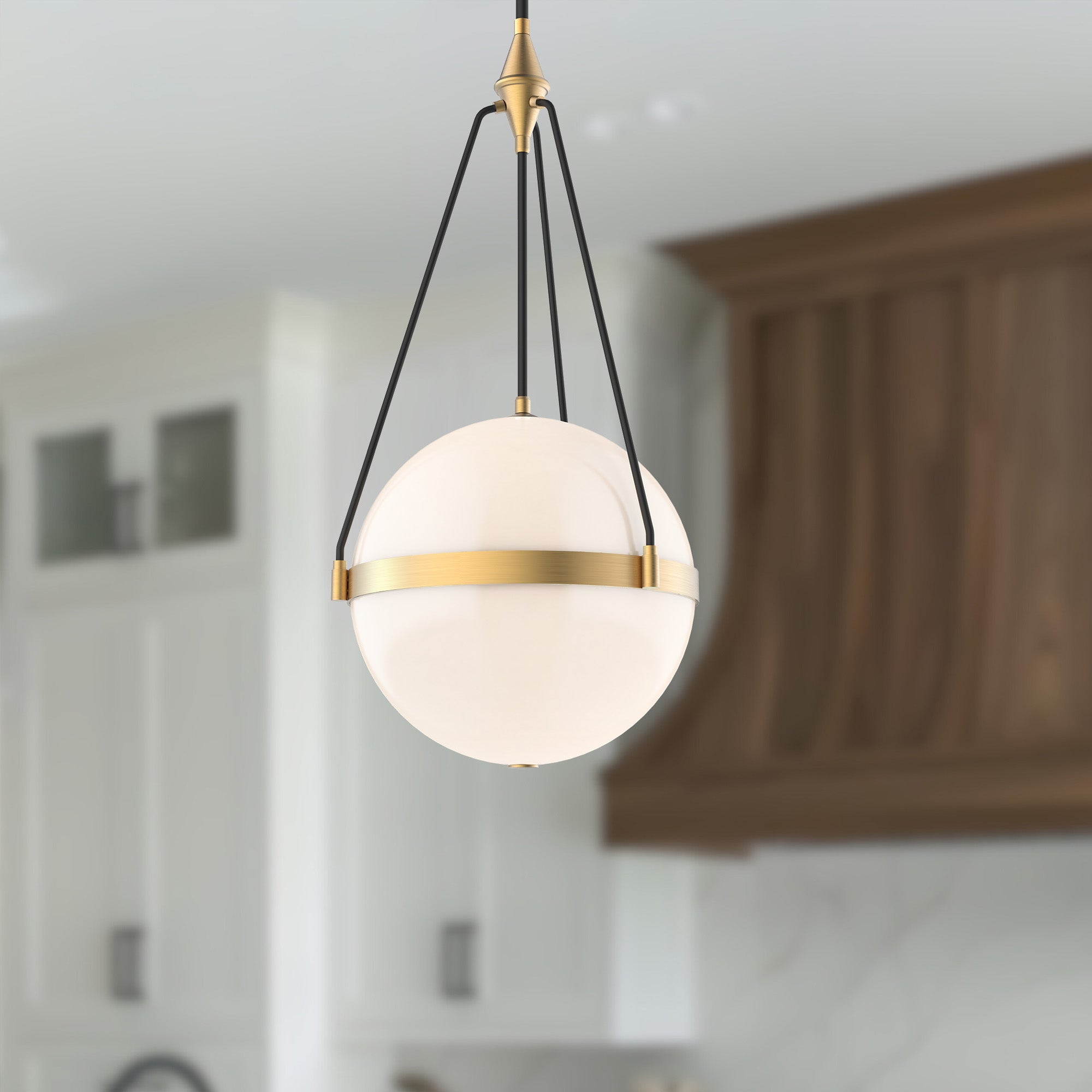 Harmony 18-in Brushed Gold/Glossy Opal Glass 4 Lights Pendant
