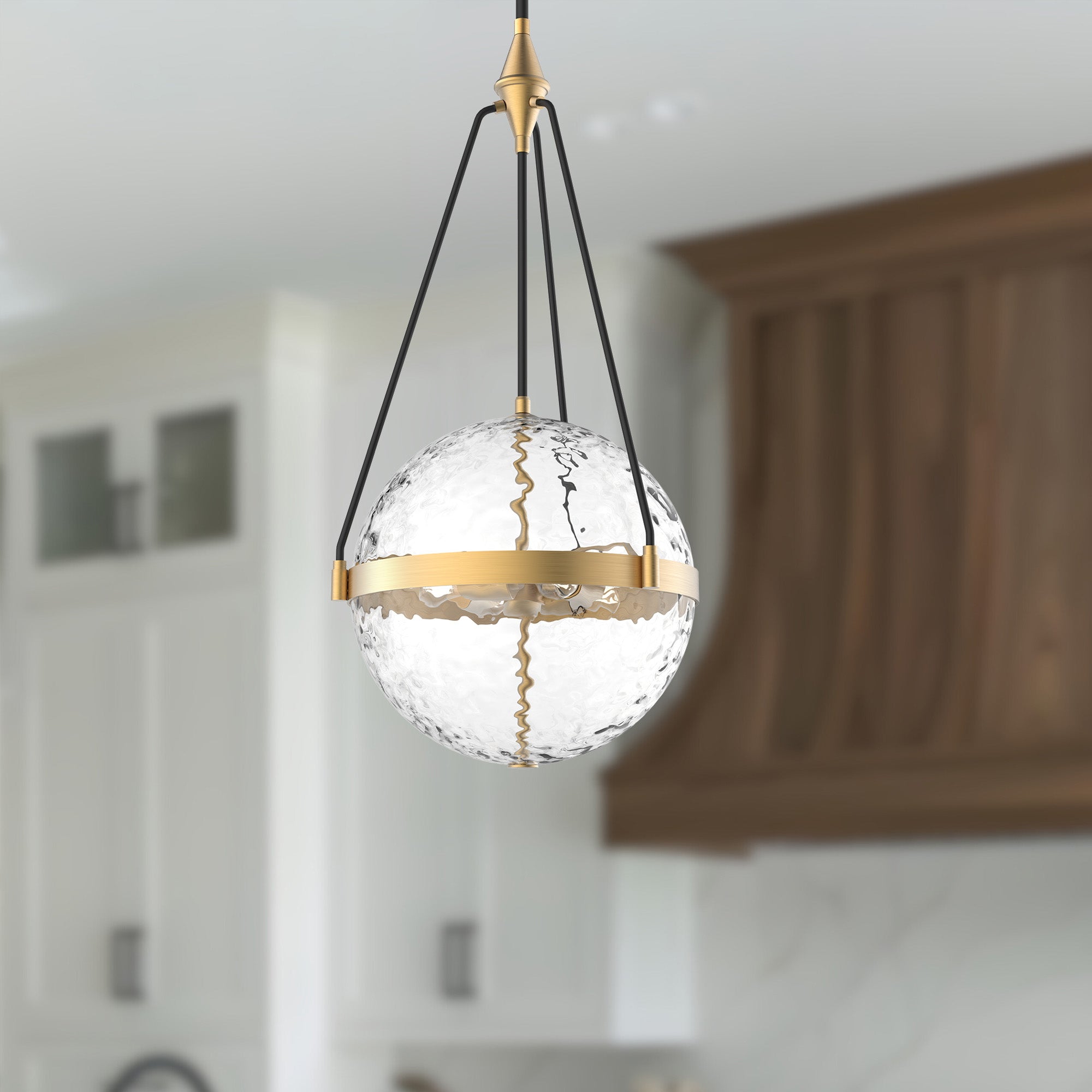 Harmony 18-in Brushed Gold/ Clear Water Glass 4 Lights Pendant