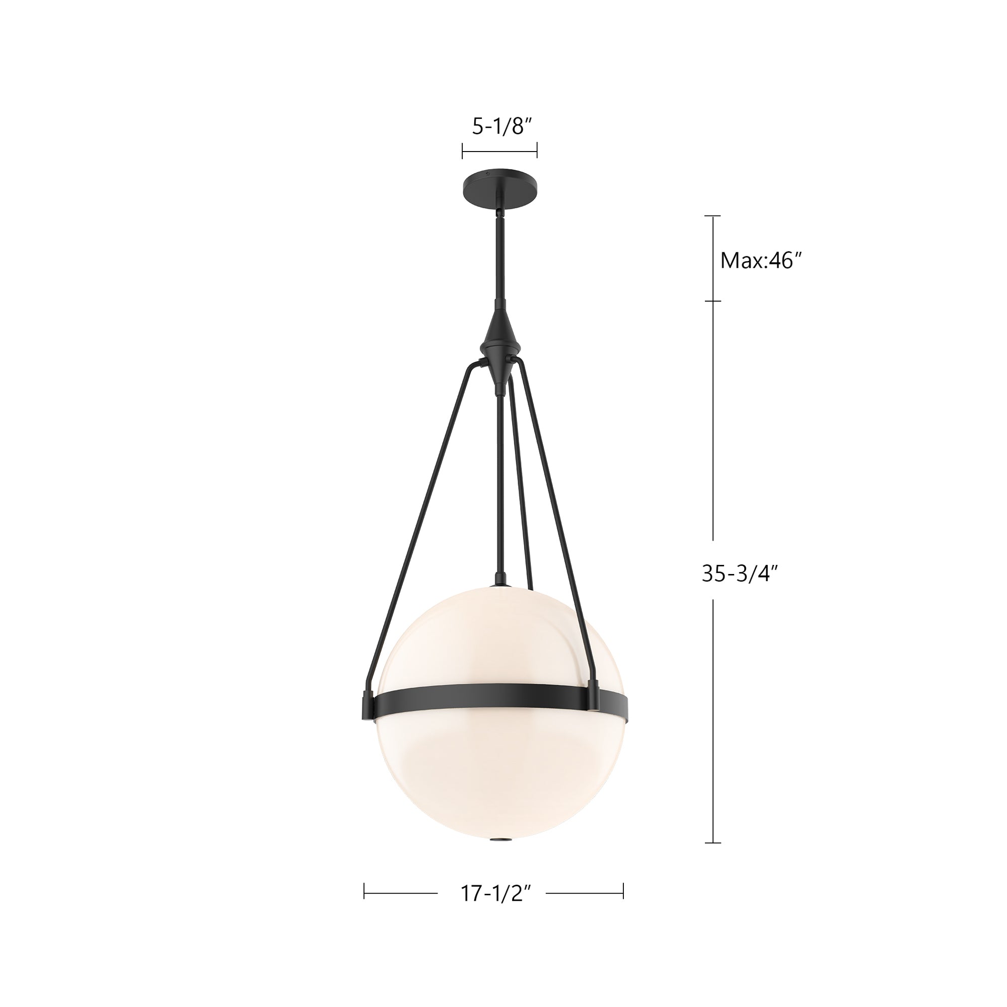 Harmony 18-in Matte Black/Glossy Opal Glass 4 Lights Pendant