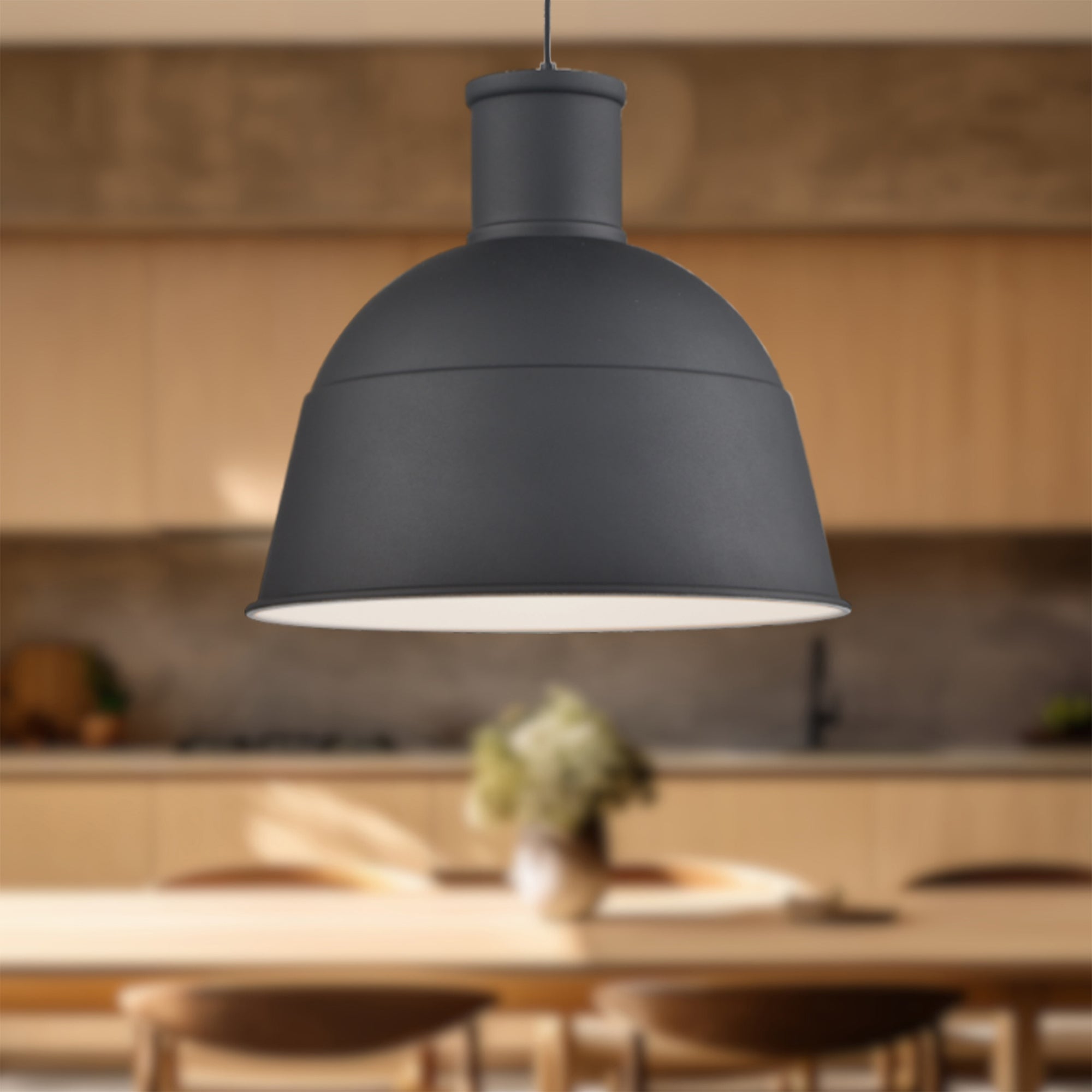 Irving 22-in Black 1 Light Pendant