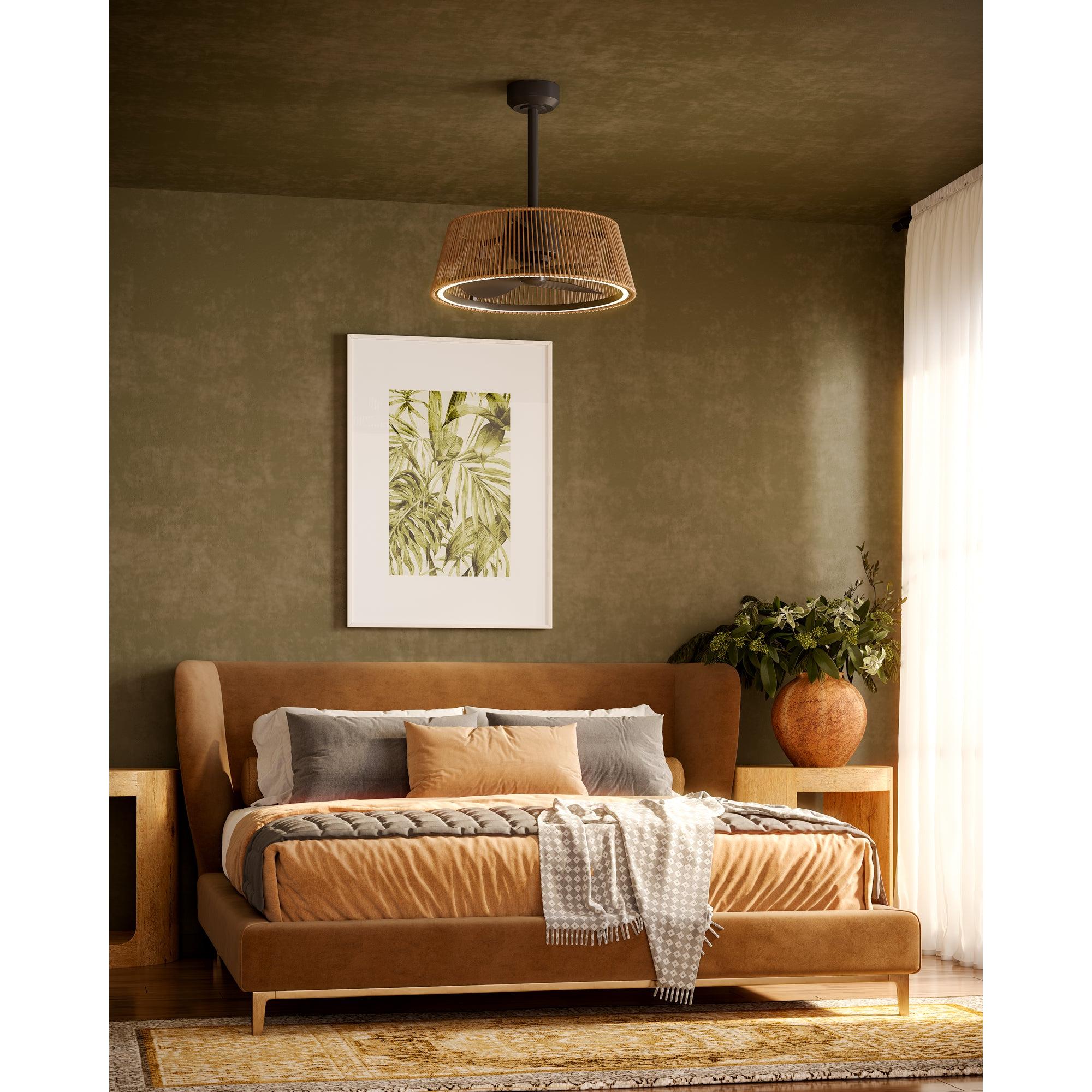 Isla 24-in Matte Black/Braided Rope FAN + LED Ceiling Fan