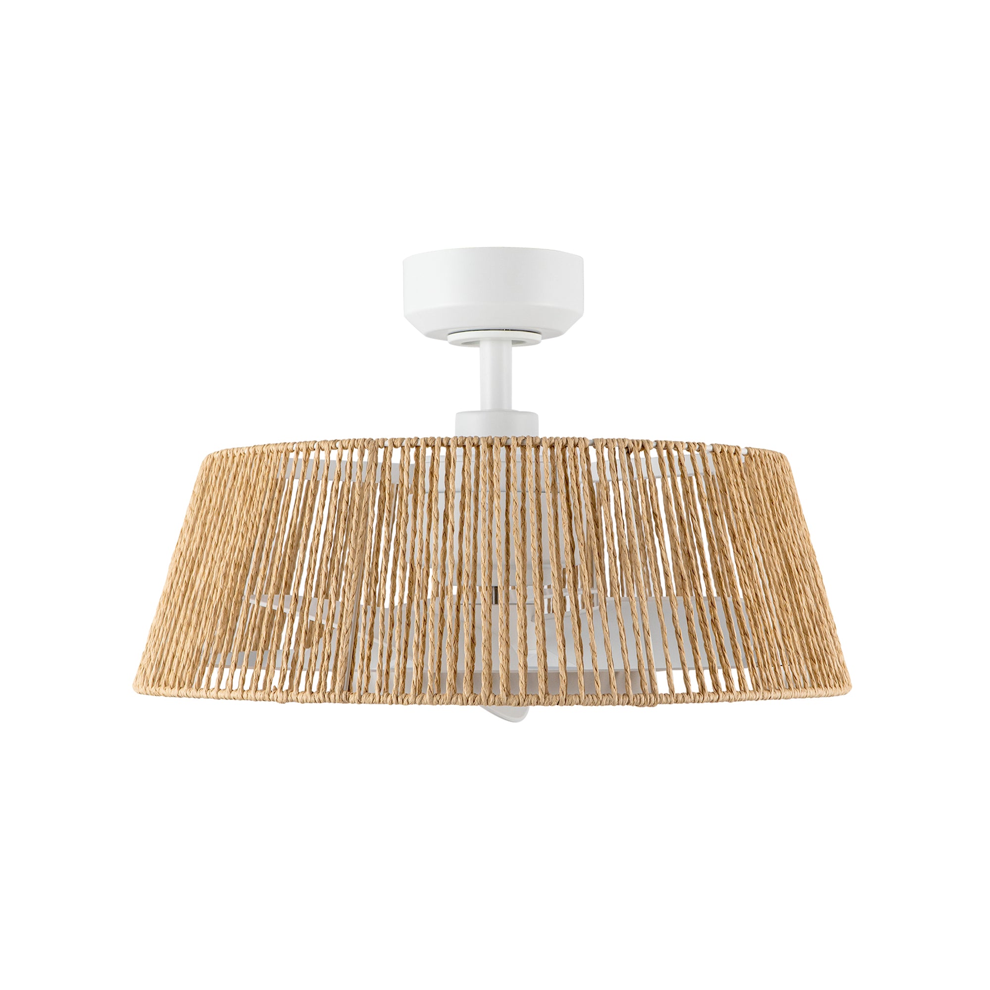 Kuzco Lighting CF41424-WH/BR-5CCT Isla 24-in FAN + LED Ceiling Fan, White/Braided Rope