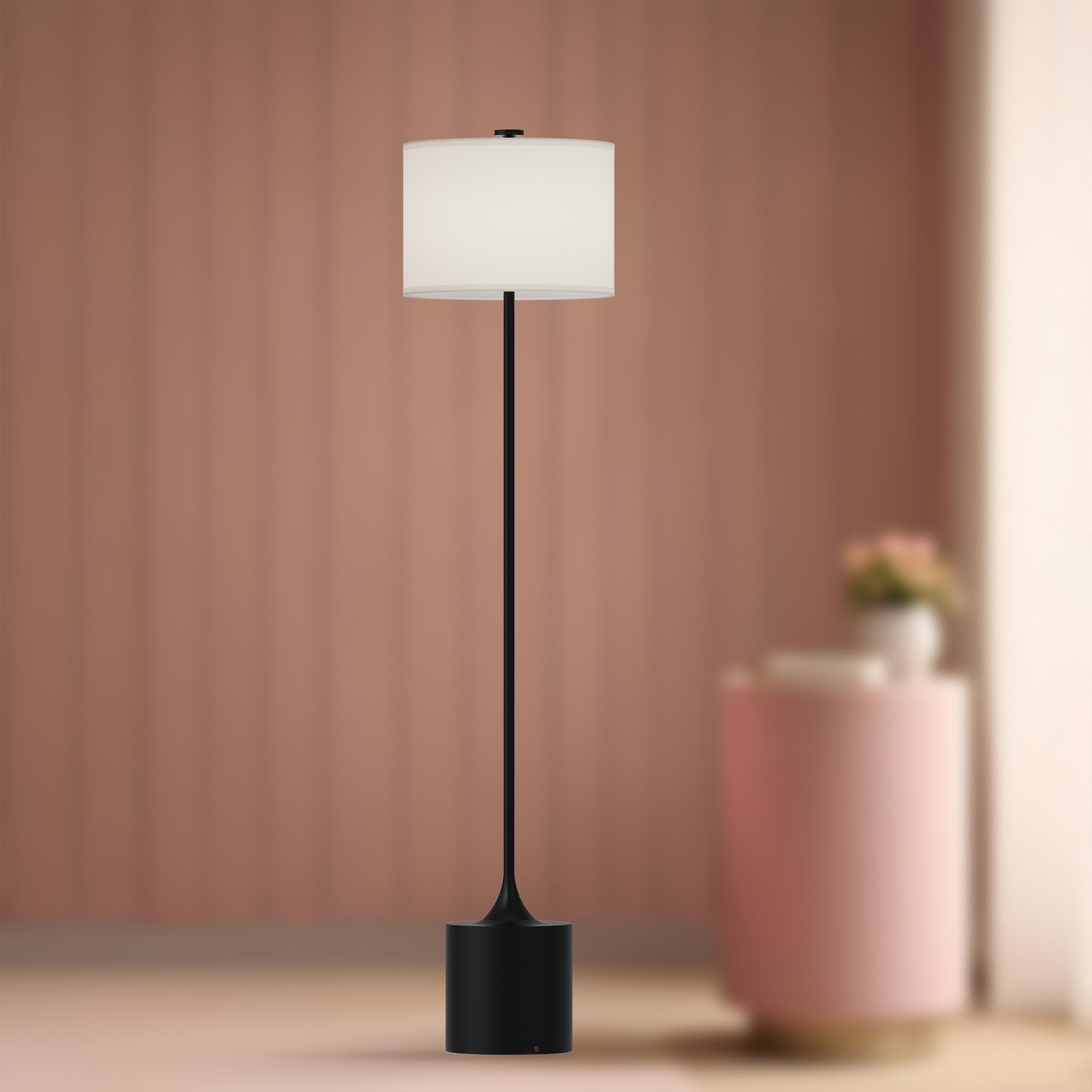 Issa 61-in Matte Black/Ivory Linen 1 Light Floor Lamp