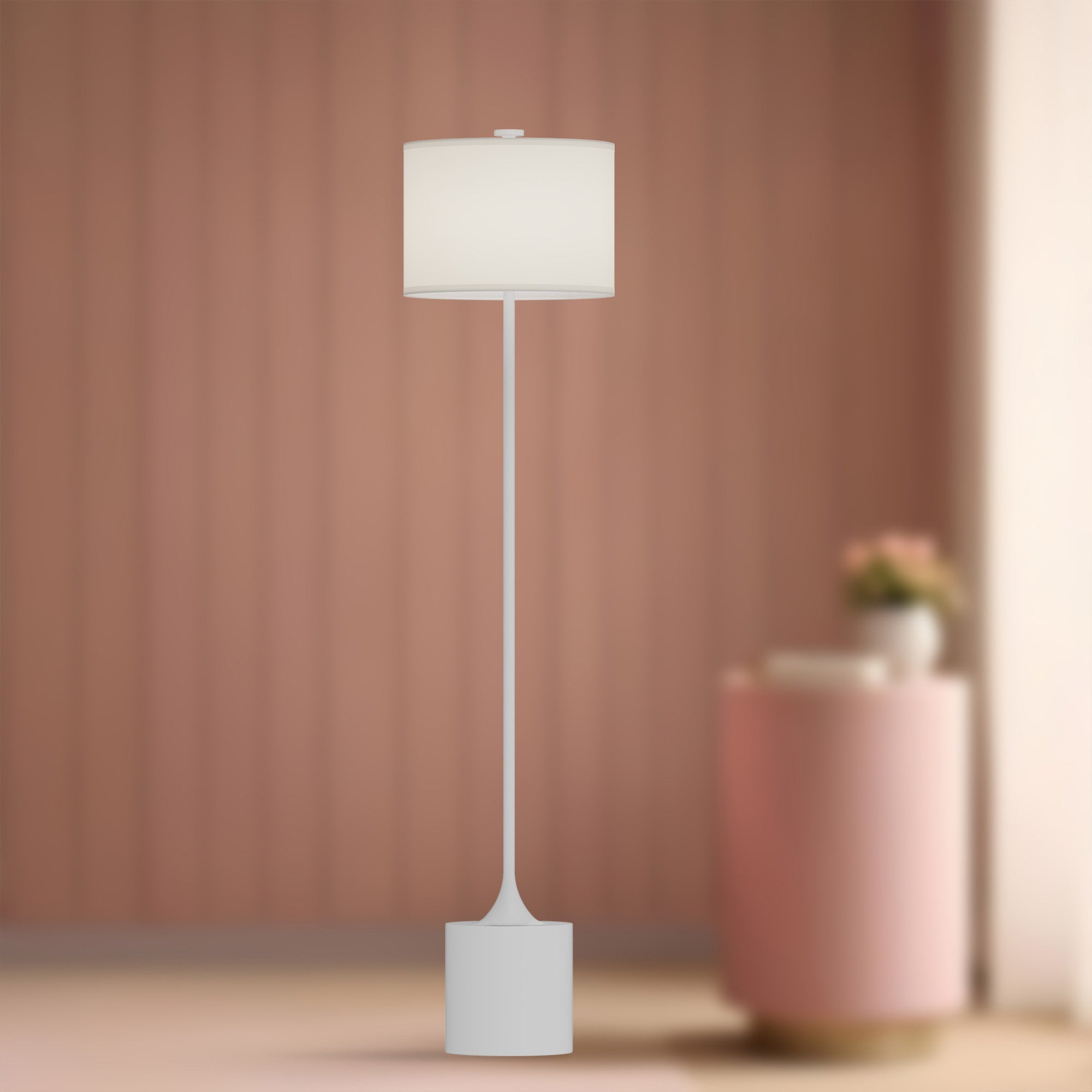 Issa 61-in White/Ivory Linen 1 Light Floor Lamp